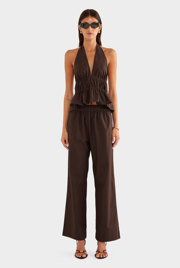 Heavy Cotton Poplin Pant - Dark Chocolate - XS