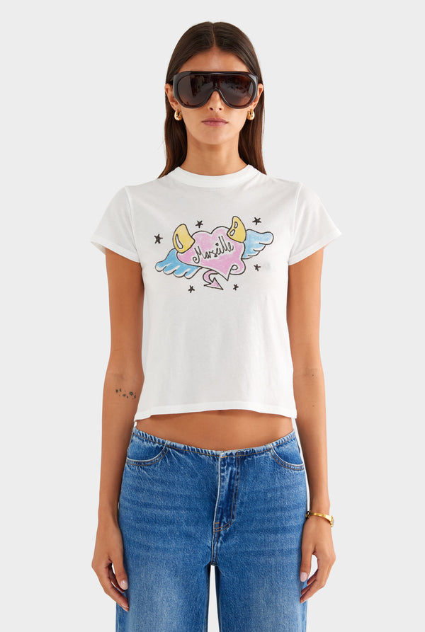 Lightweight Cotton Baby Tee - Off White/Marseille Heart - XS