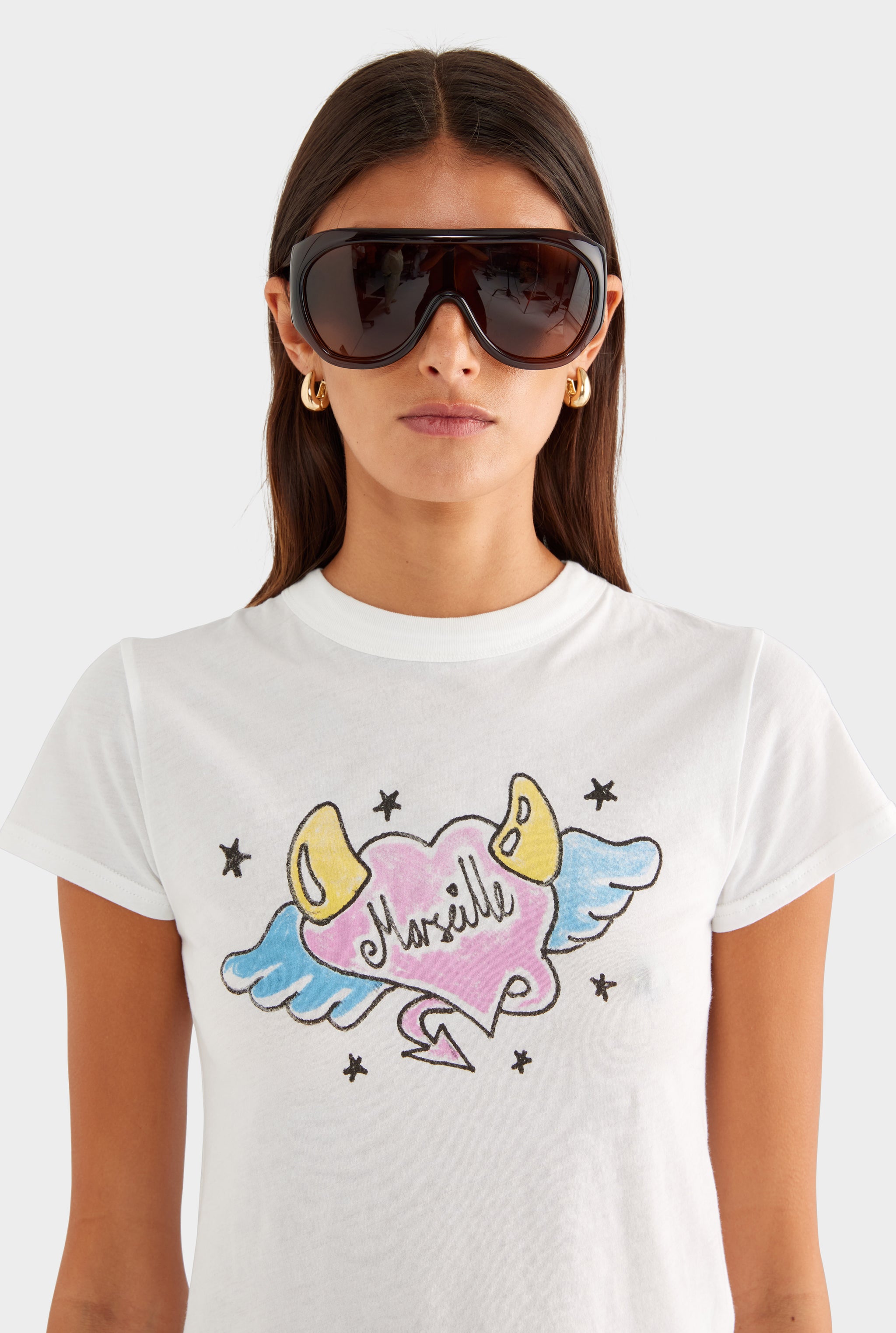 Lightweight Cotton Baby Tee - Off White/Marseille Heart - XS
