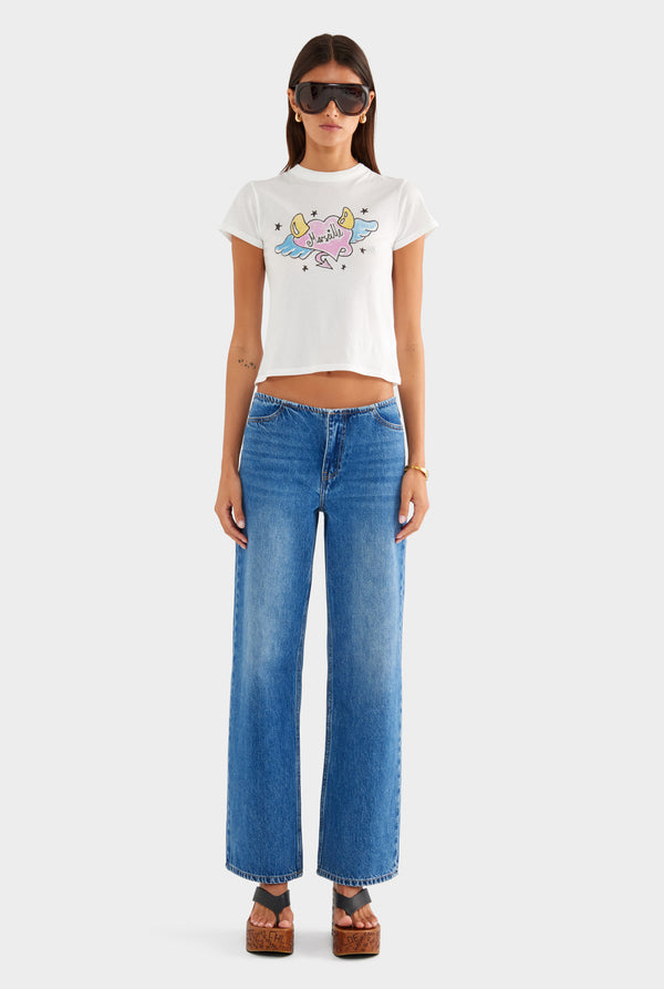 Lightweight Cotton Baby Tee - Off White/Marseille Heart - XS