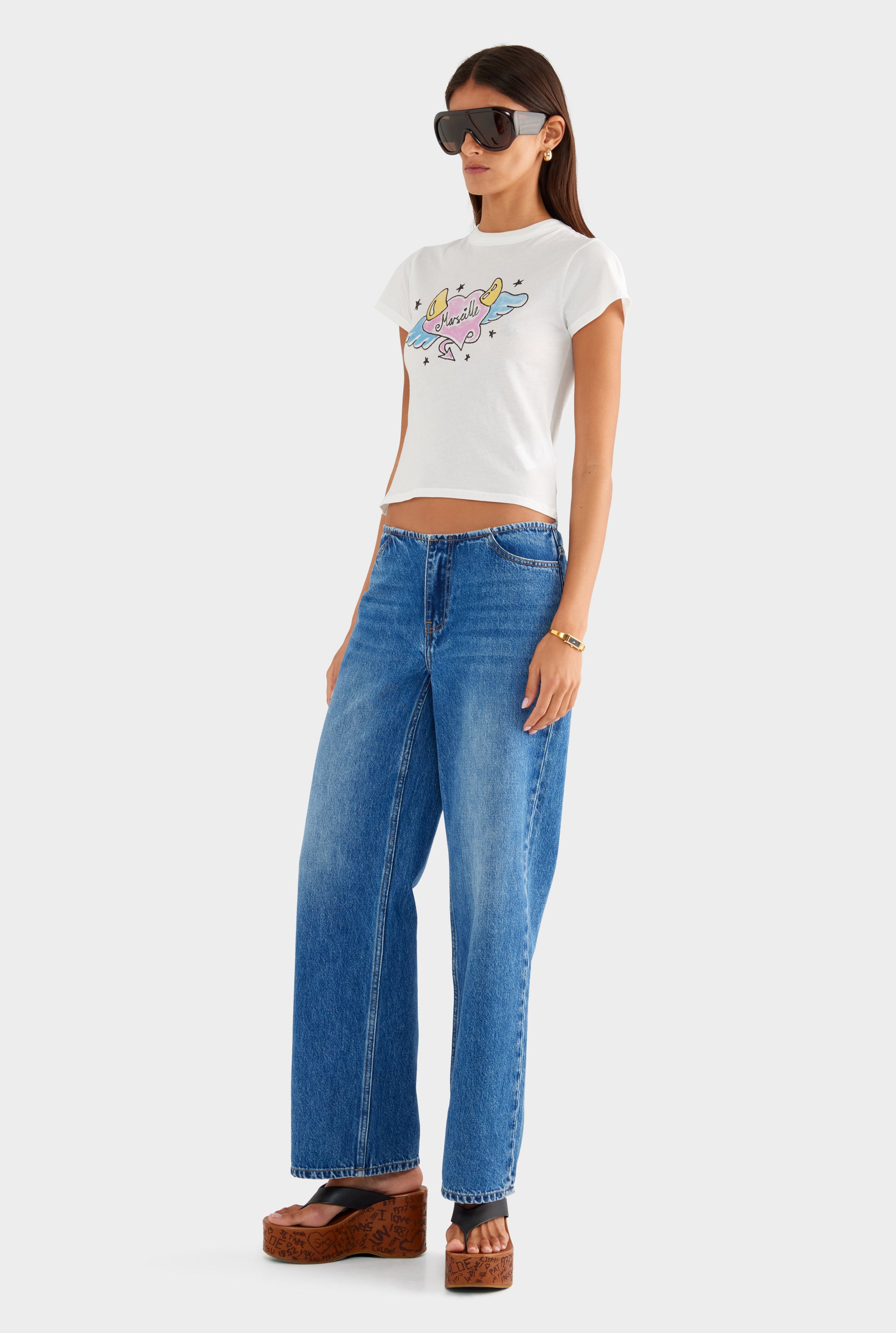 Lightweight Cotton Baby Tee - Off White/Marseille Heart - XS