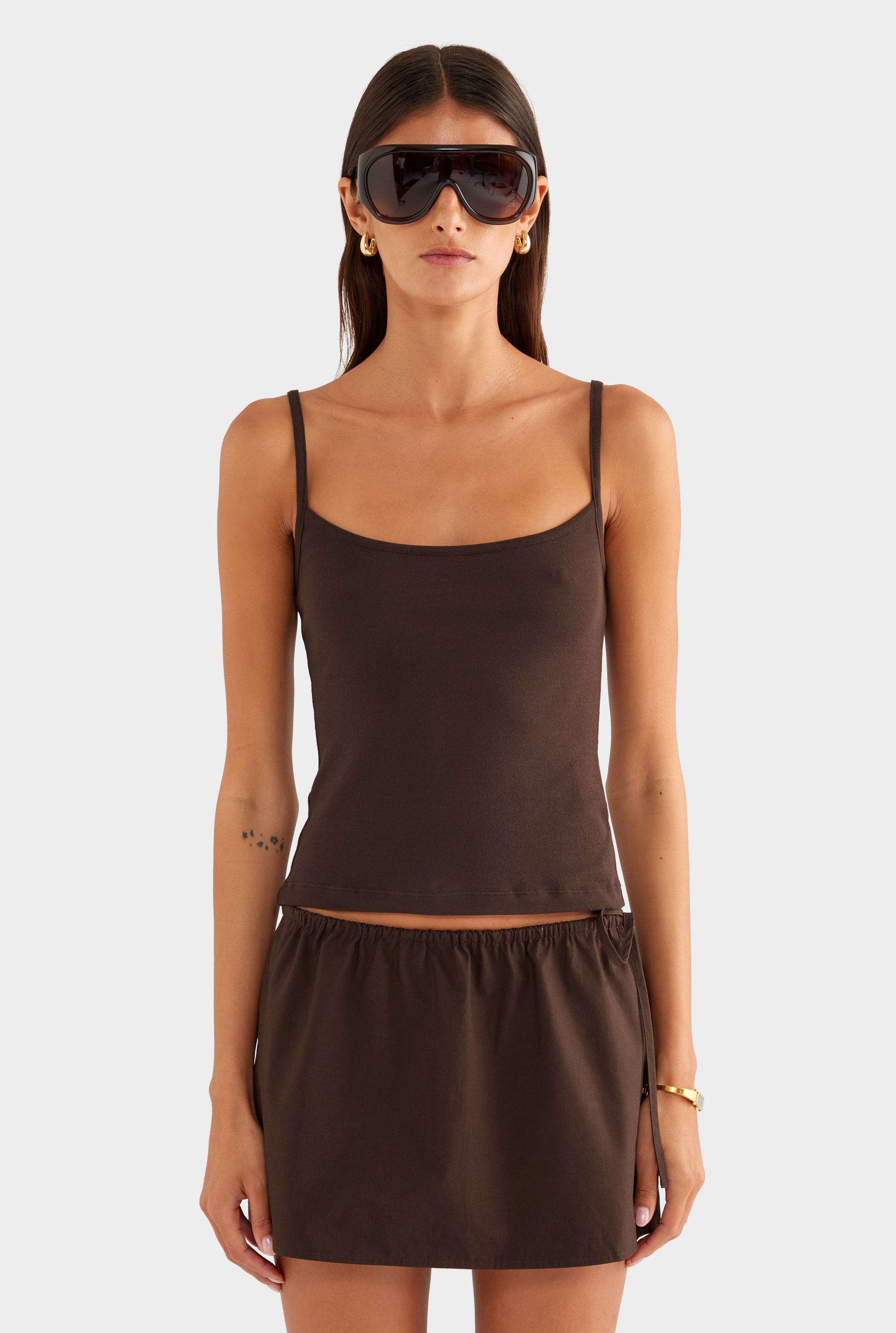 Cotton Rib Cami - Dark Chocolate - XS