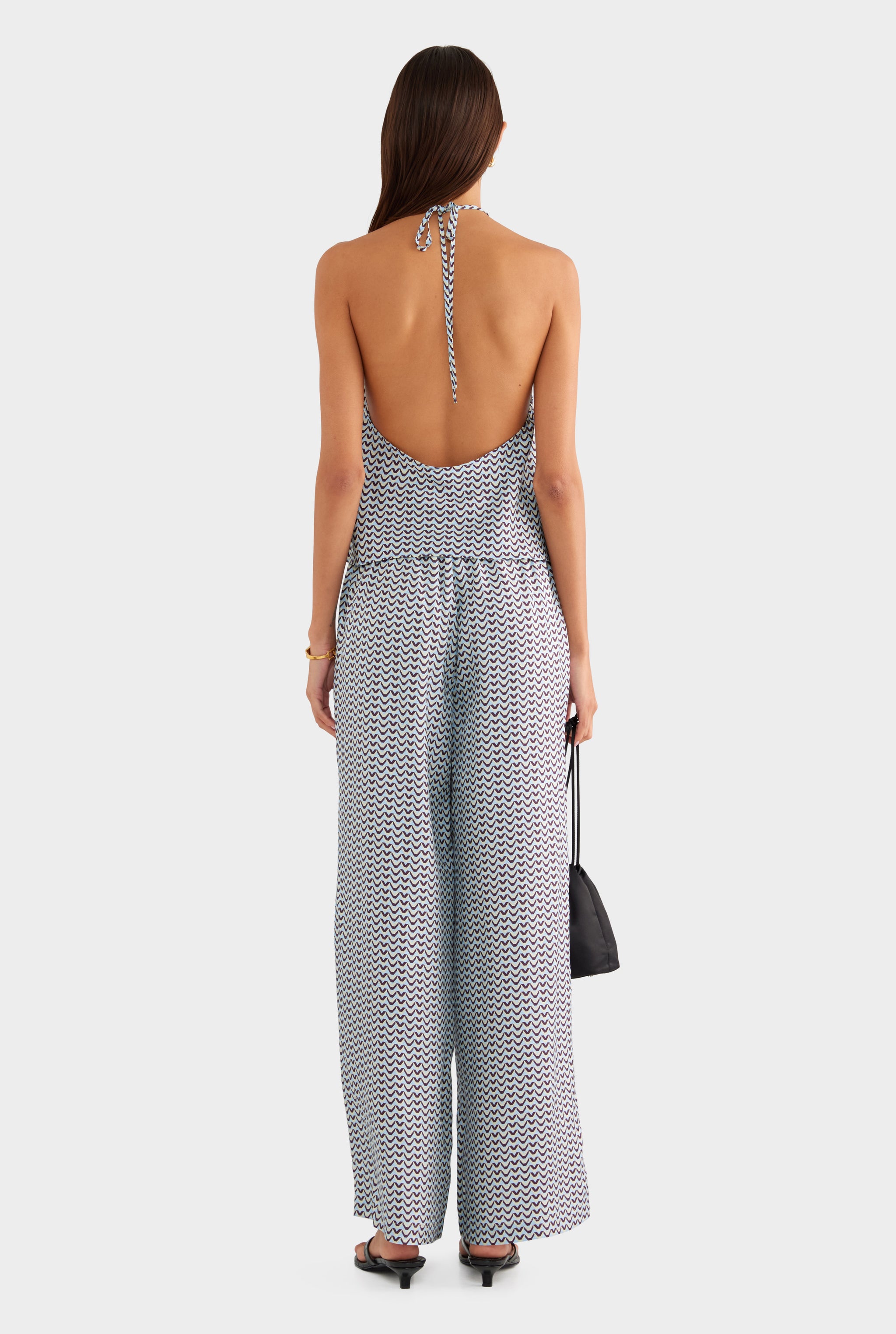 Relaxed Silk Drawstring Pant - Blue/Plum/Butter V Monogram - XS