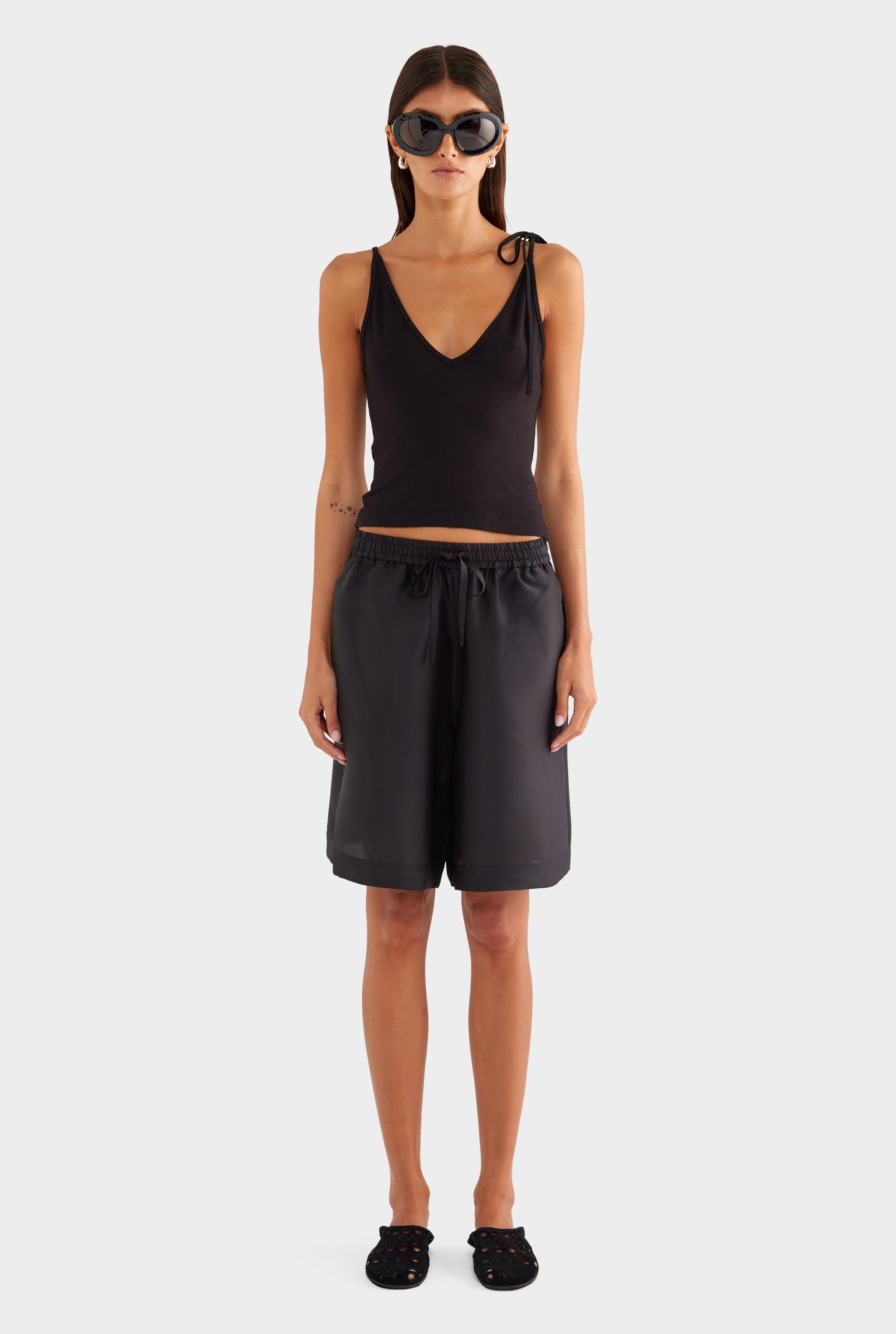Reversible Boat V Neck Cami - Black - XS