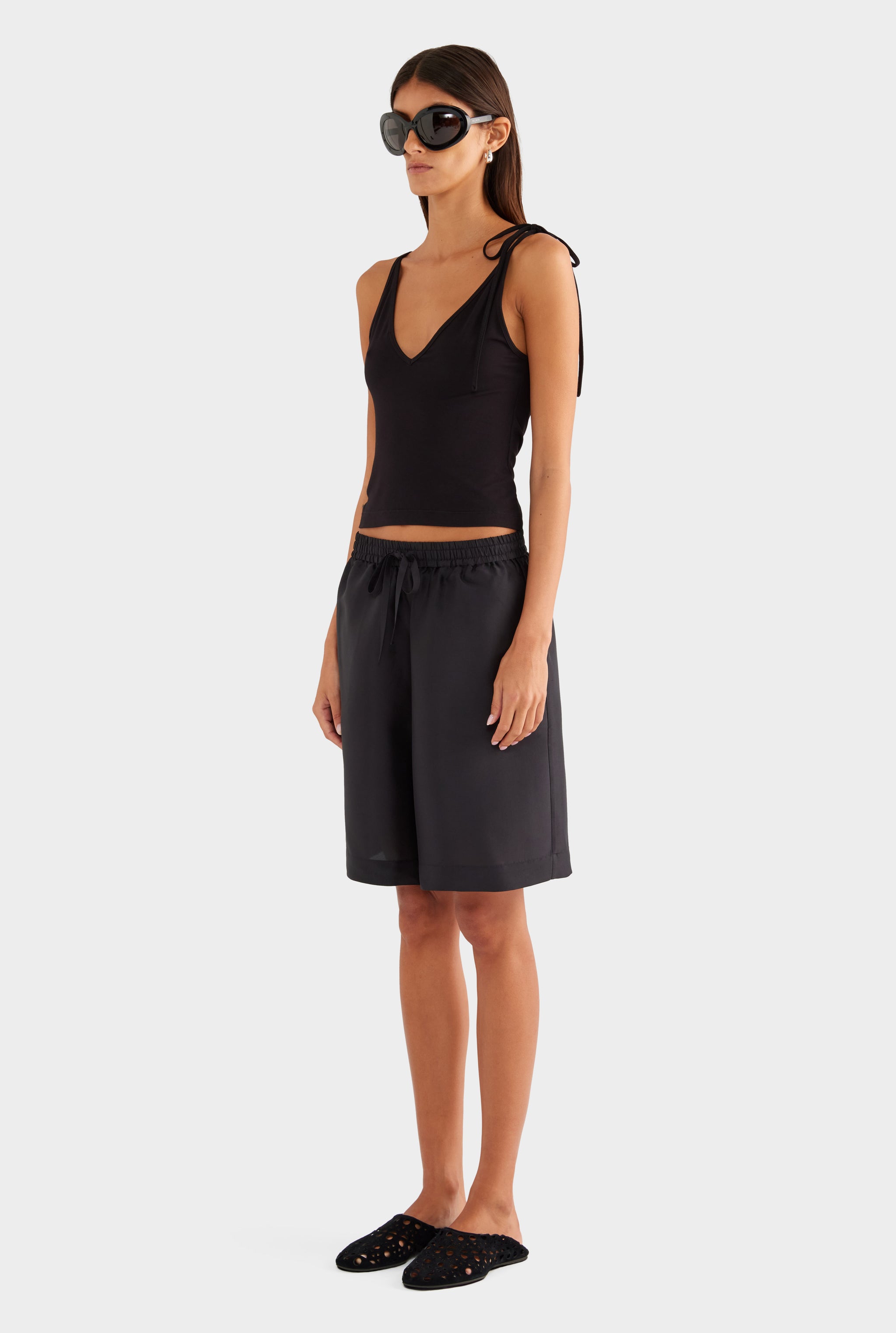 Reversible Boat V Neck Cami - Black - XS