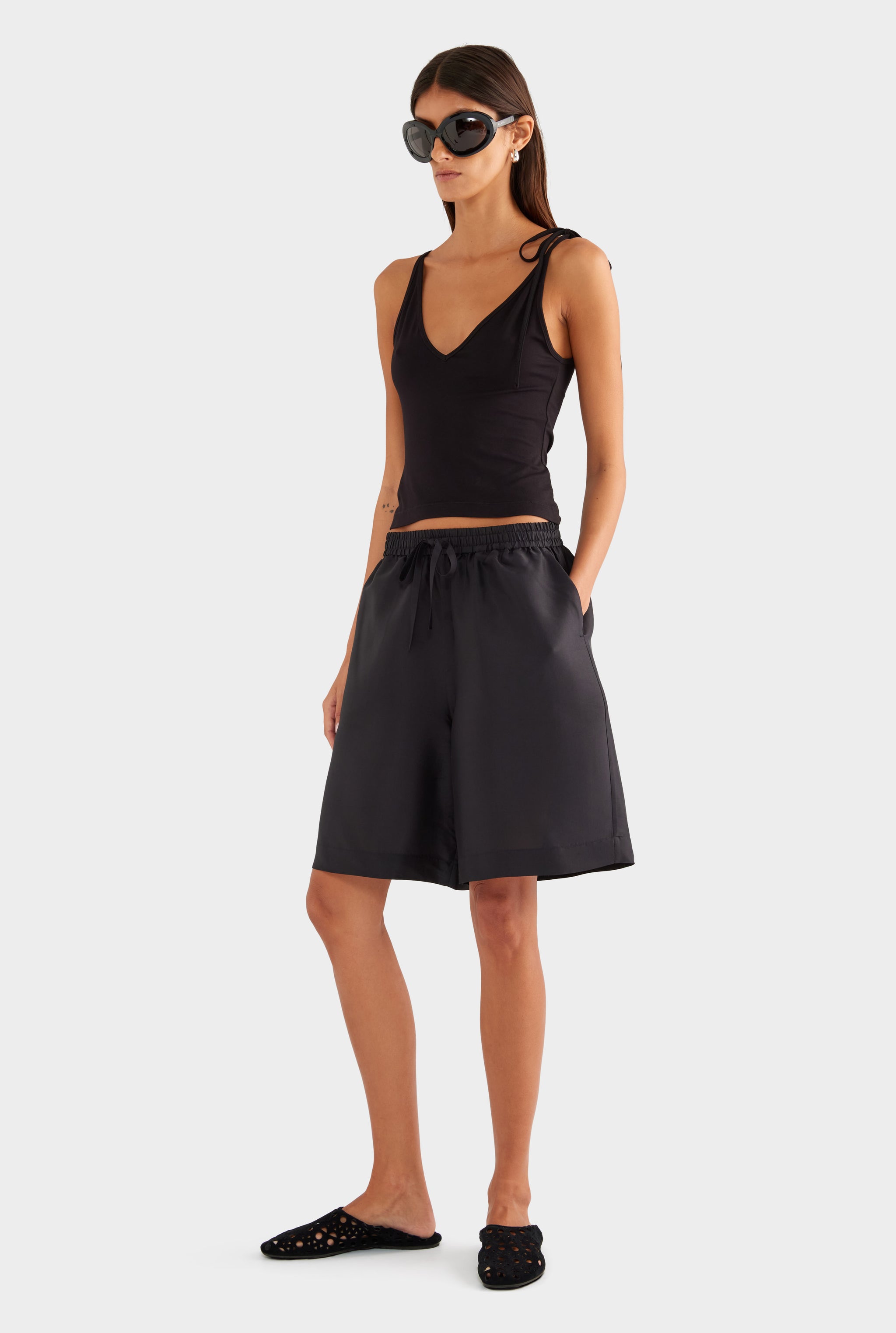 Reversible Boat V Neck Cami - Black - XS
