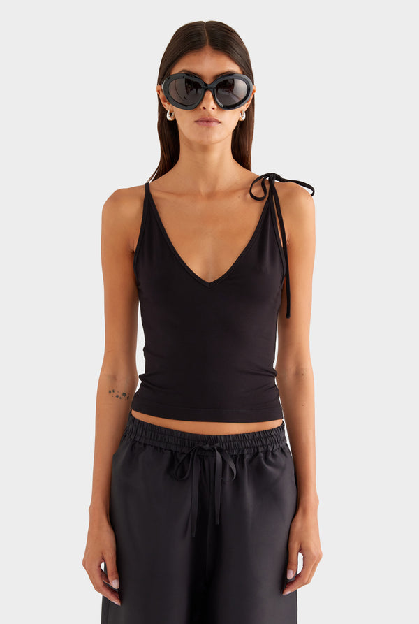 Reversible Boat V Neck Cami - Black - XS