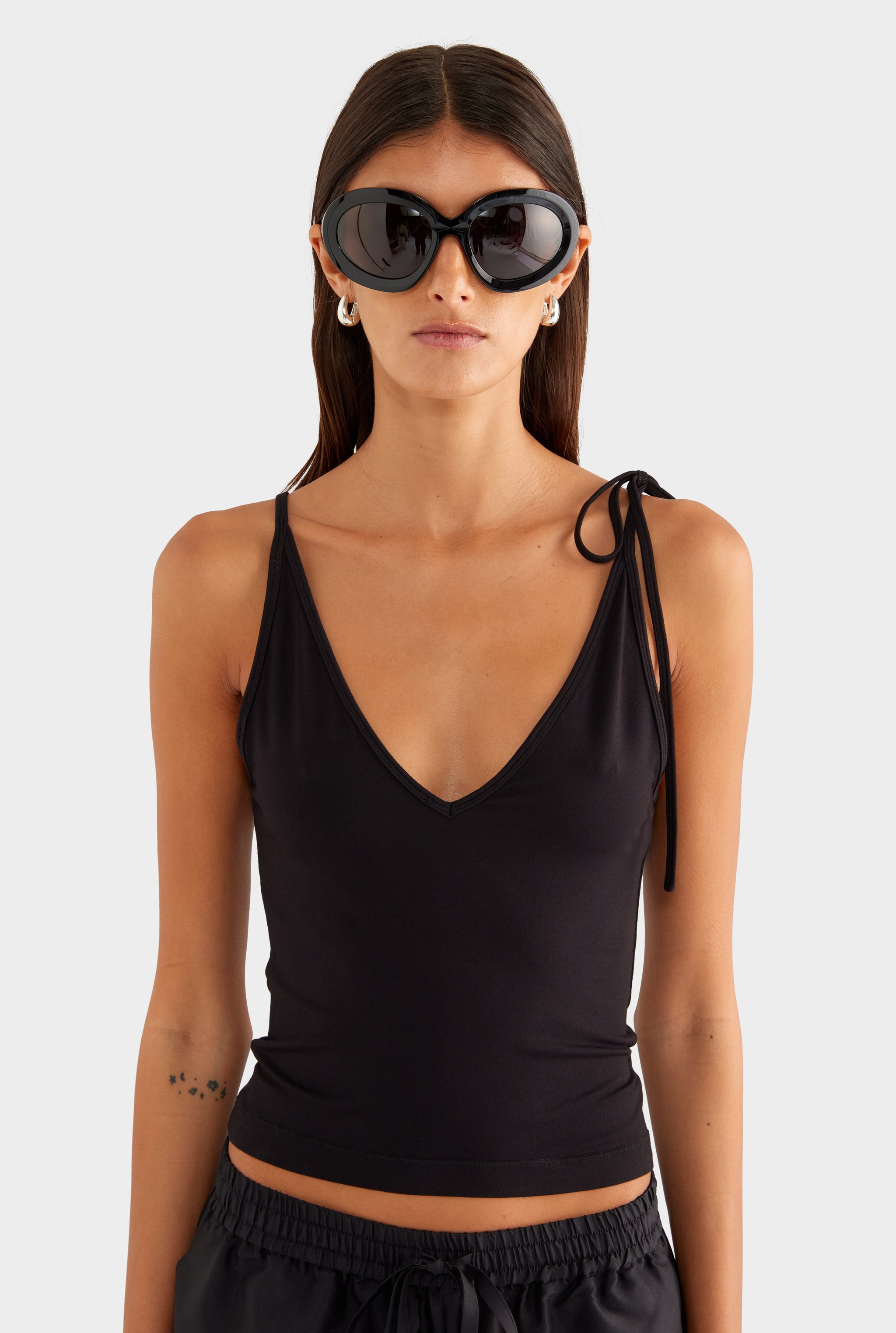 Reversible Boat V Neck Cami - Black - XS