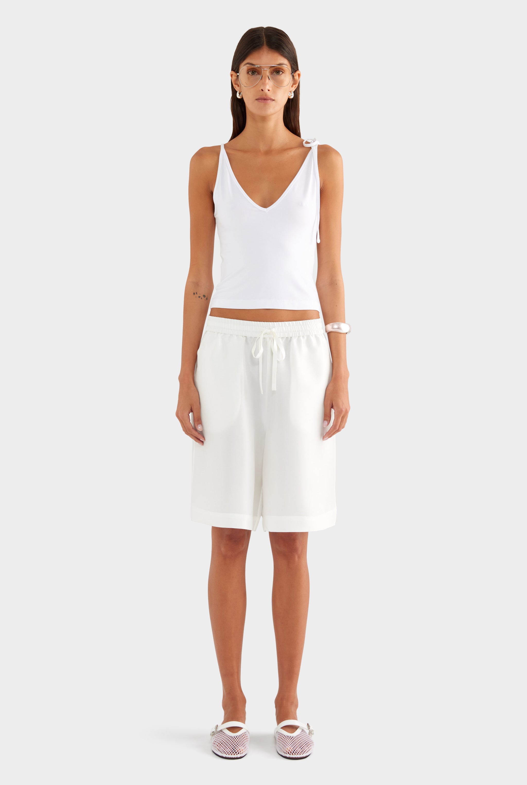 Silk Slub Bermuda Short - Off White - XS