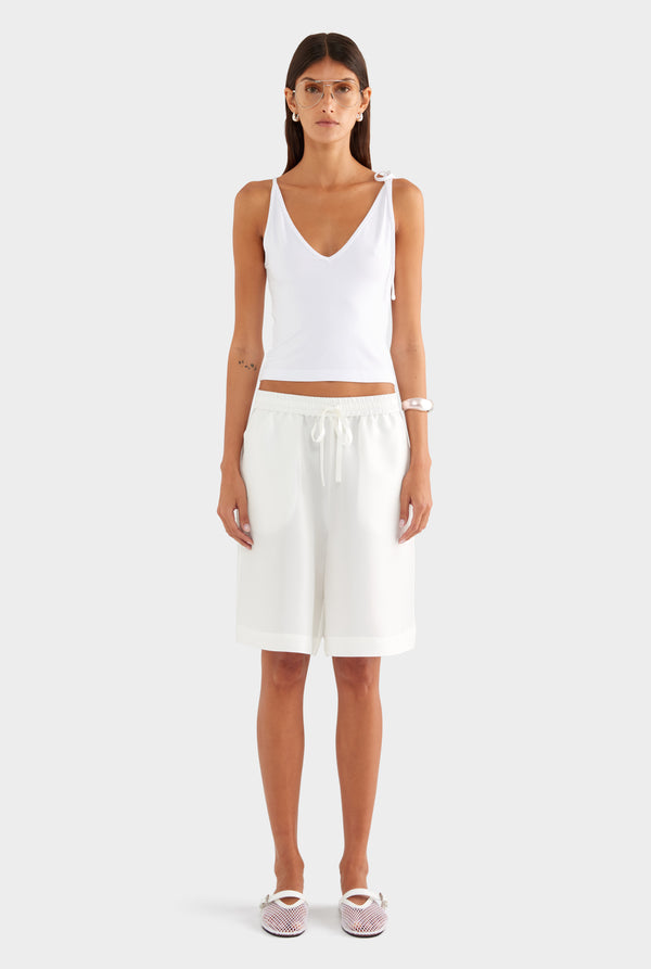Silk Slub Bermuda Short - Off White - XS