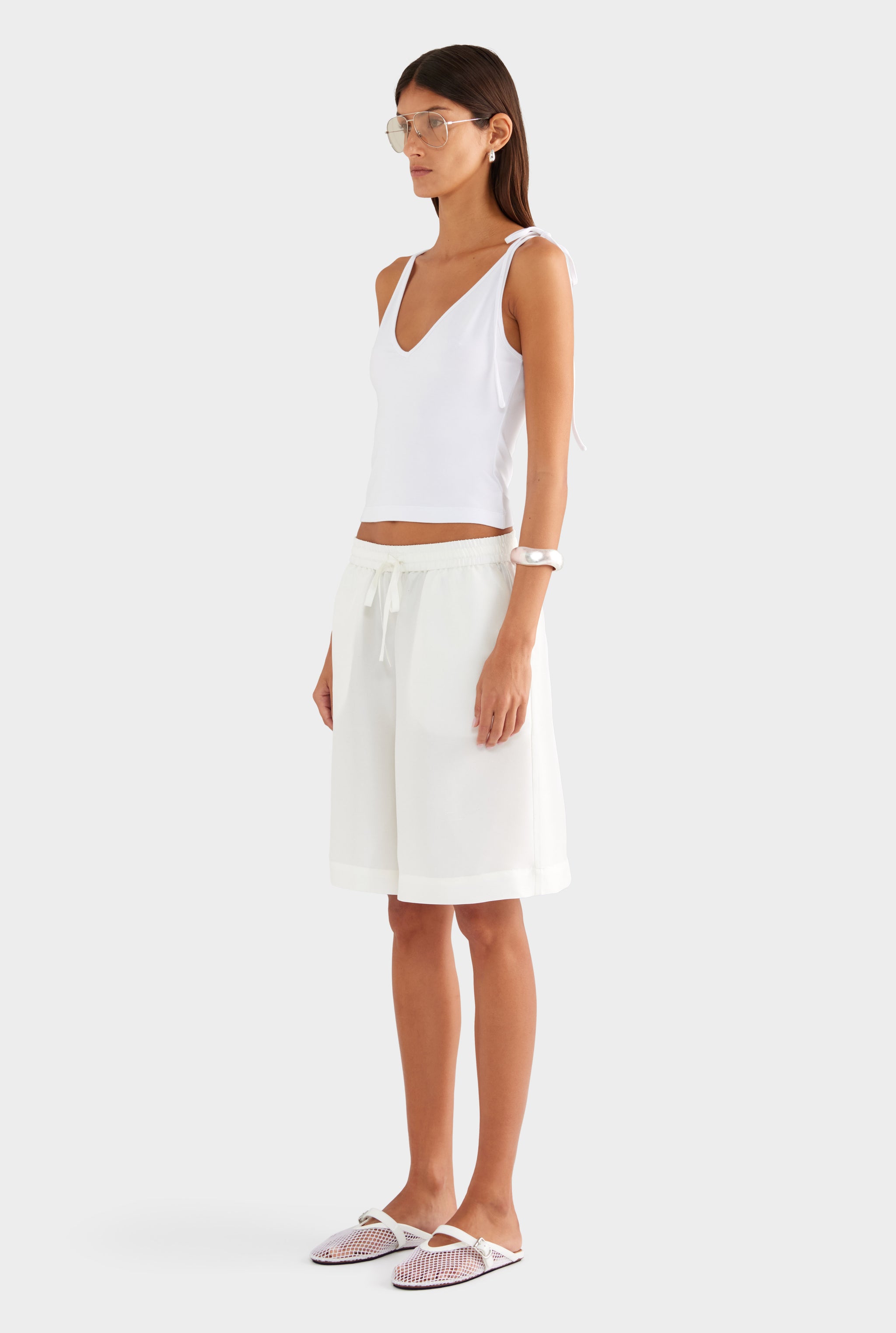 Reversible Boat V Neck Cami - White - XS