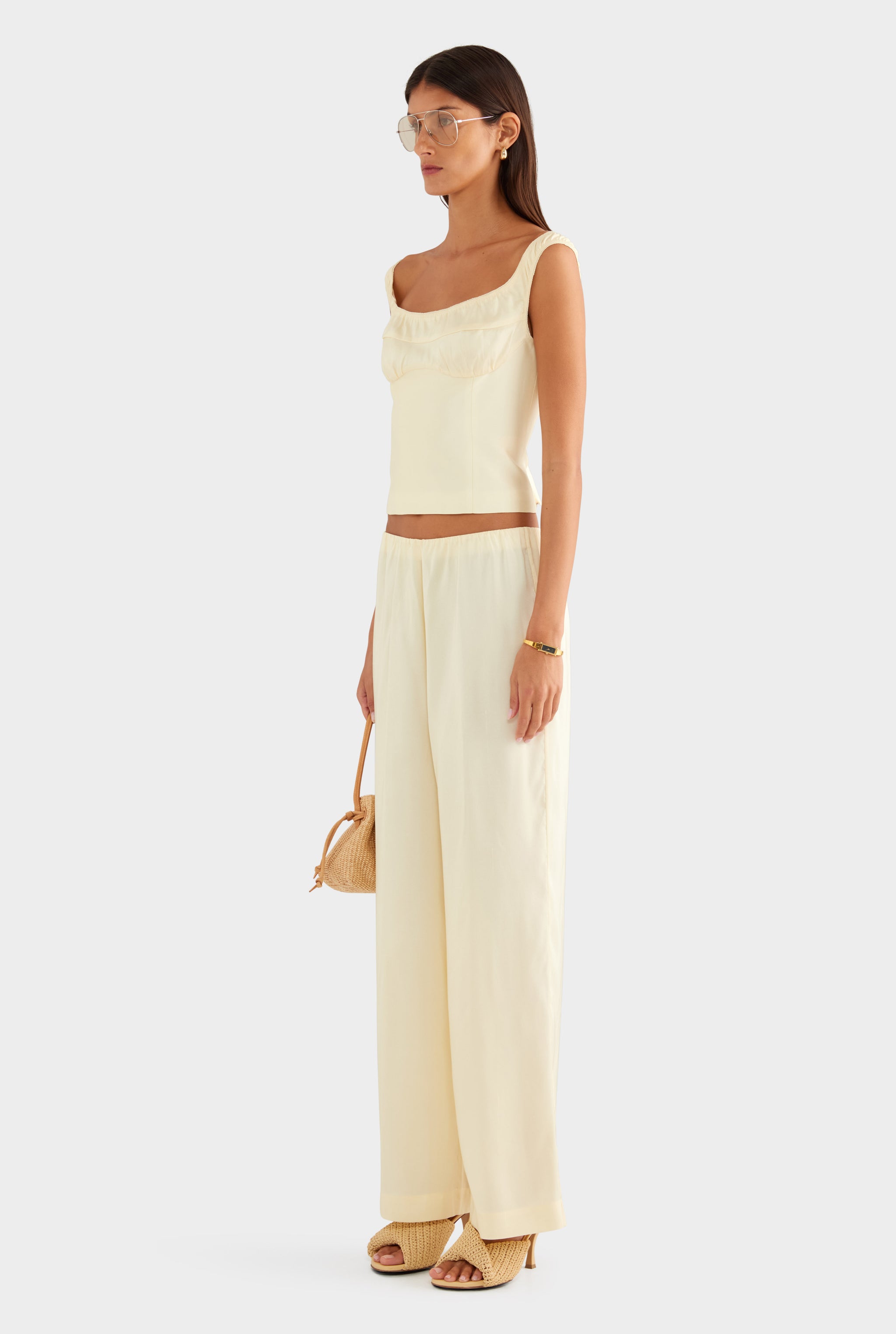 Silk Slub Relaxed Pant - Buttercream - XS