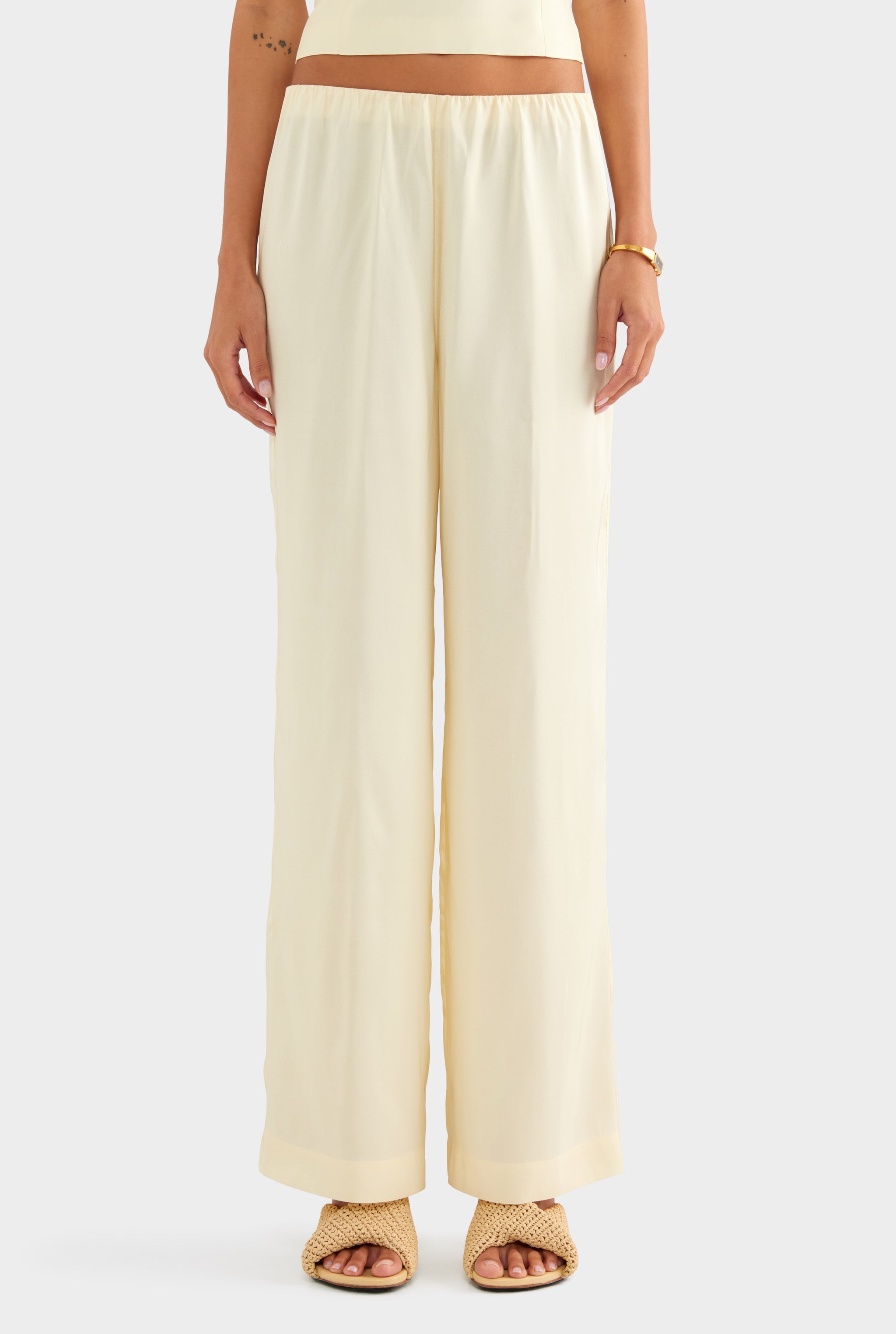 Silk Slub Relaxed Pant - Buttercream - XS