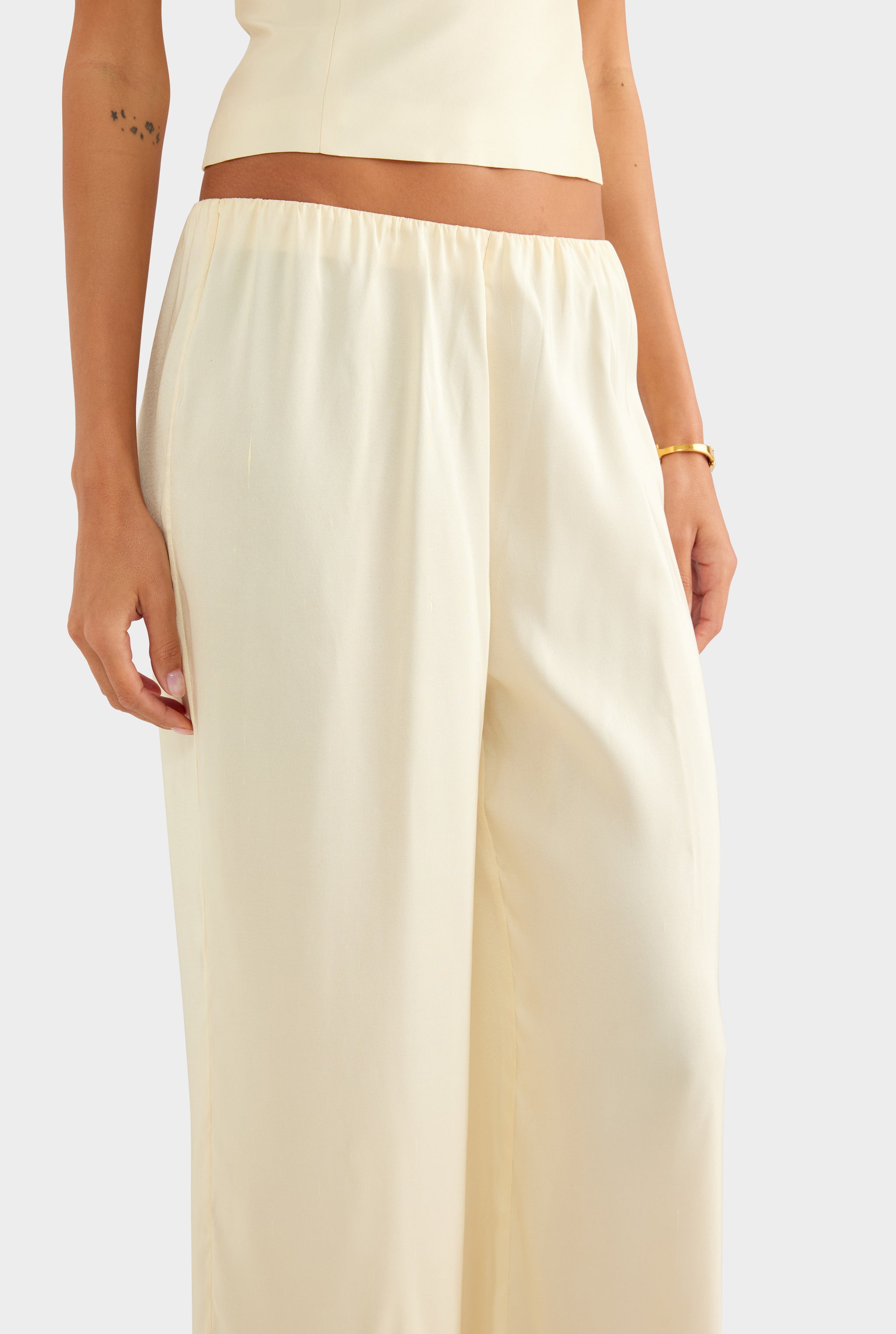 Silk Slub Relaxed Pant - Buttercream - XS