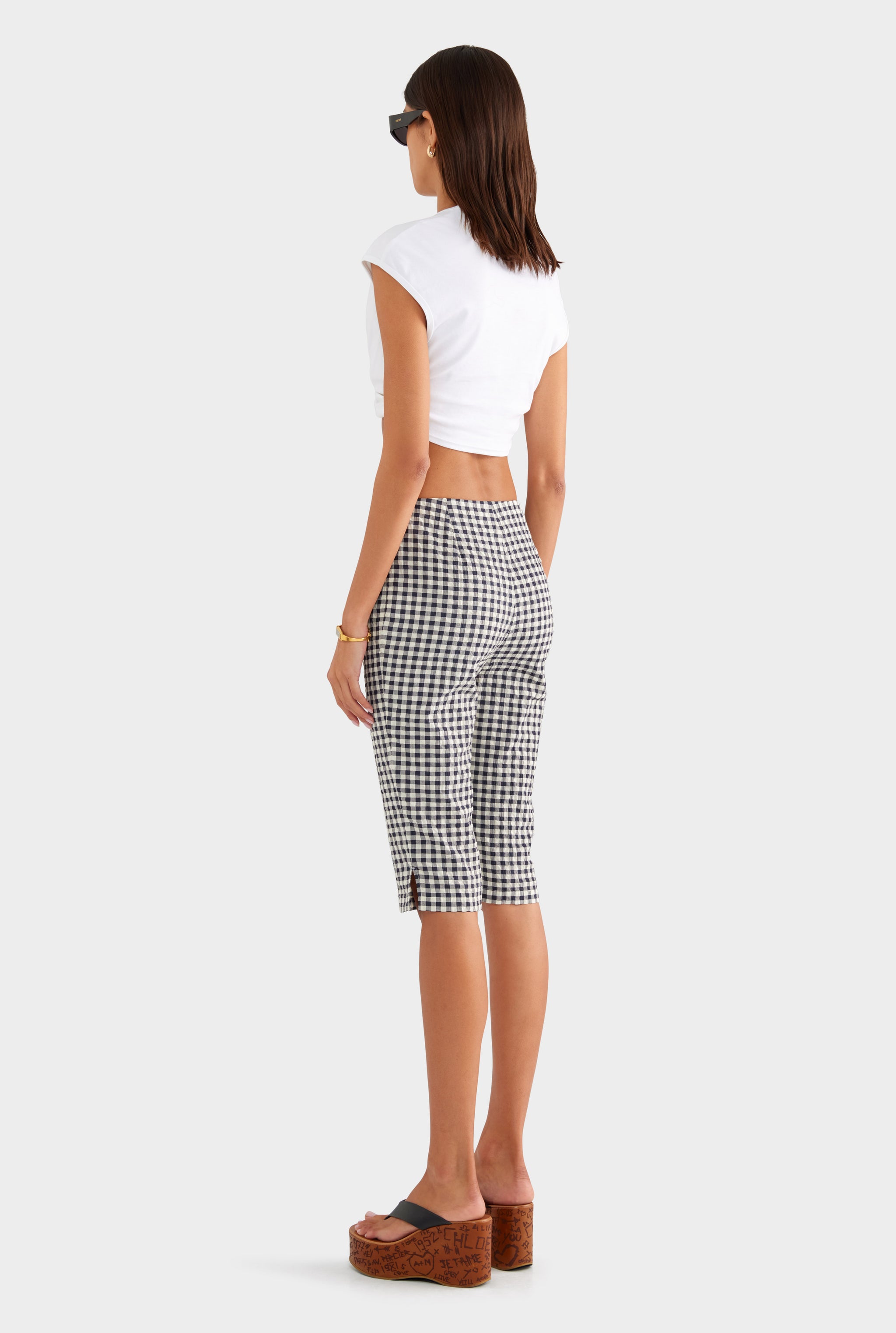 Gingham Capri Pant - Navy/Cream Gingham - XS