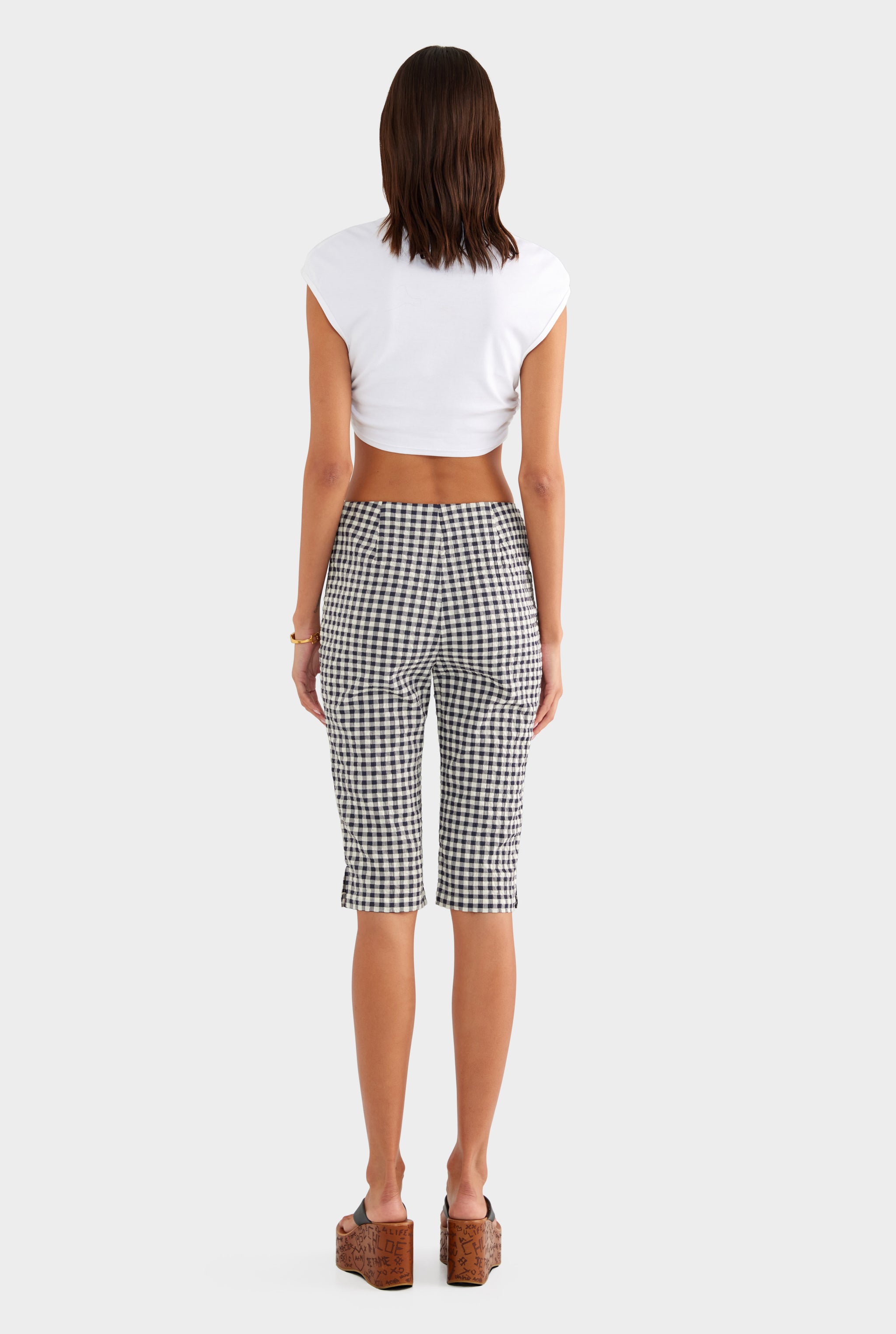 Gingham Capri Pant - Navy/Cream Gingham - XS