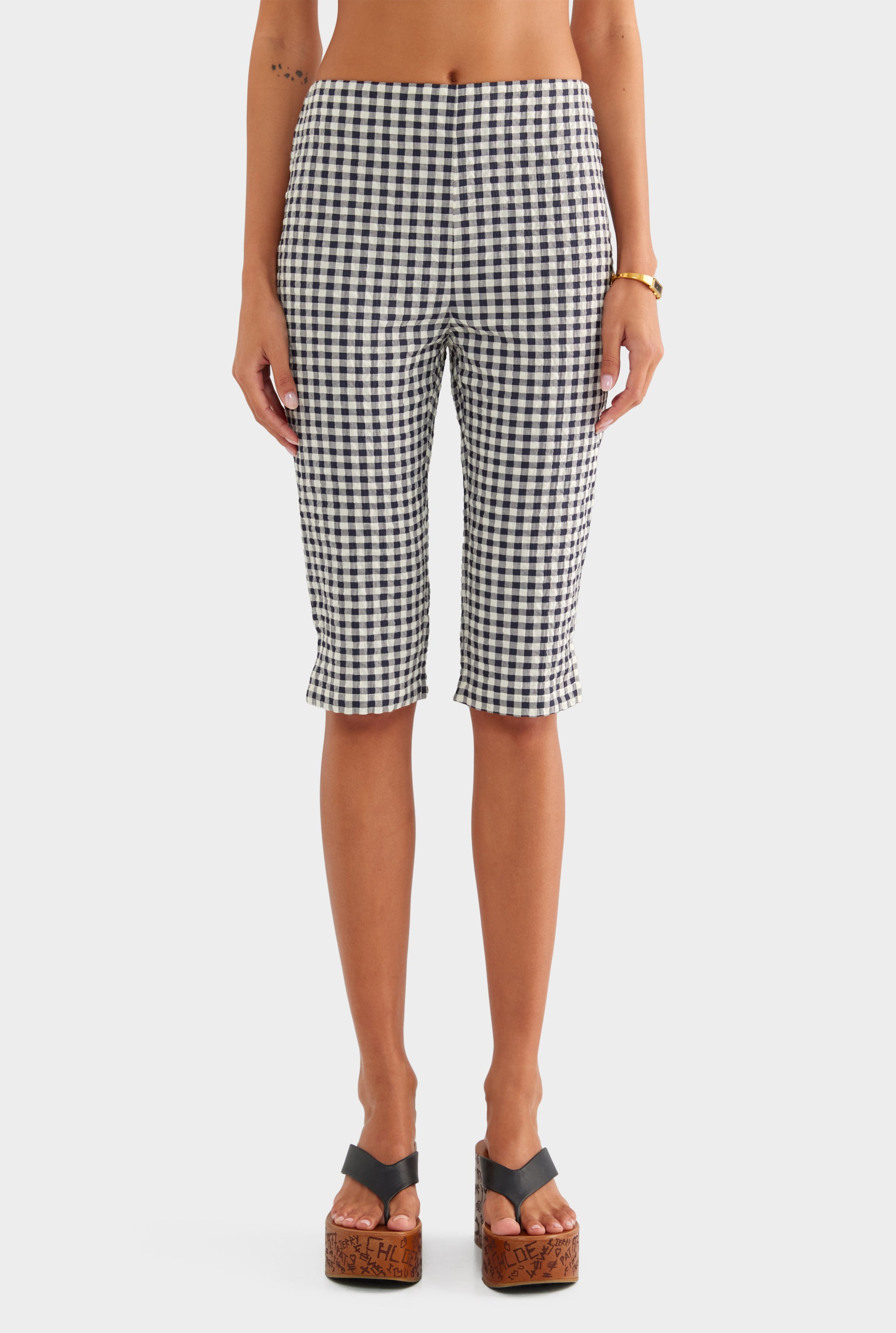 Gingham Capri Pant - Navy/Cream Gingham - XS