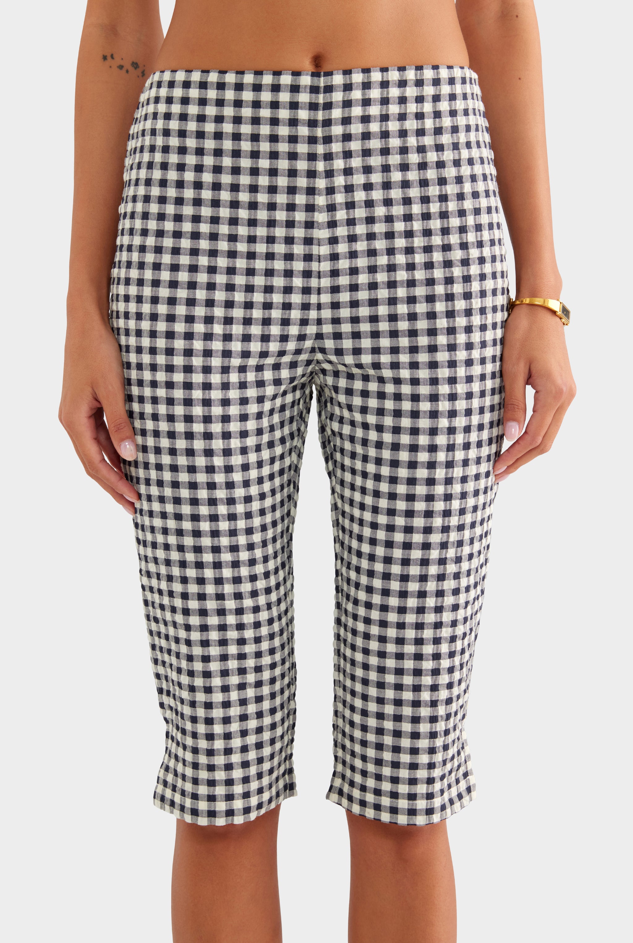 Gingham Capri Pant - Navy/Cream Gingham - XS