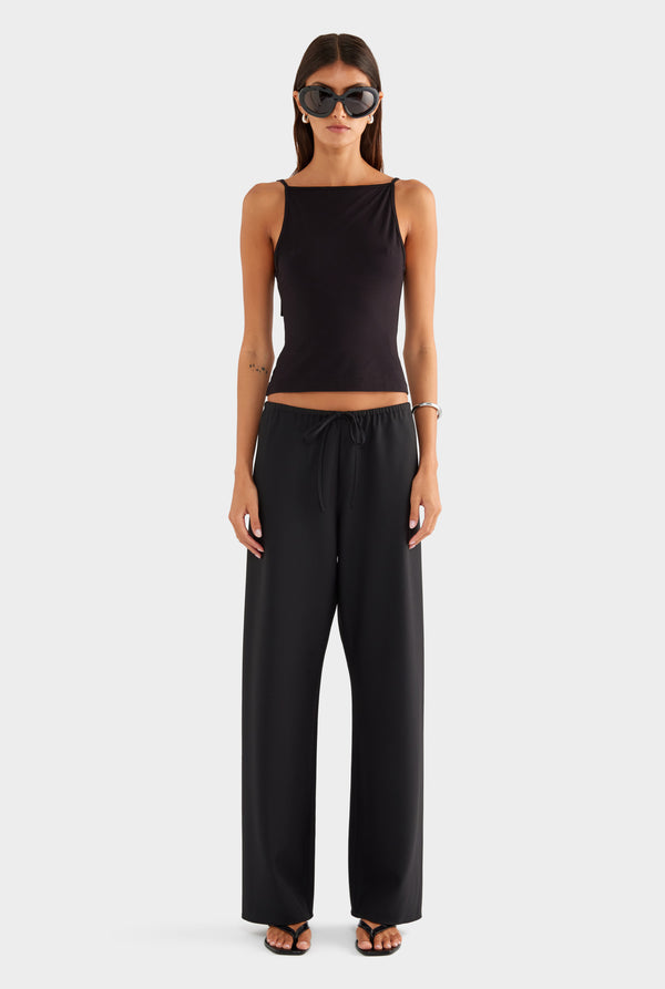 Bias Wool Drawstring Pant - Black - XS