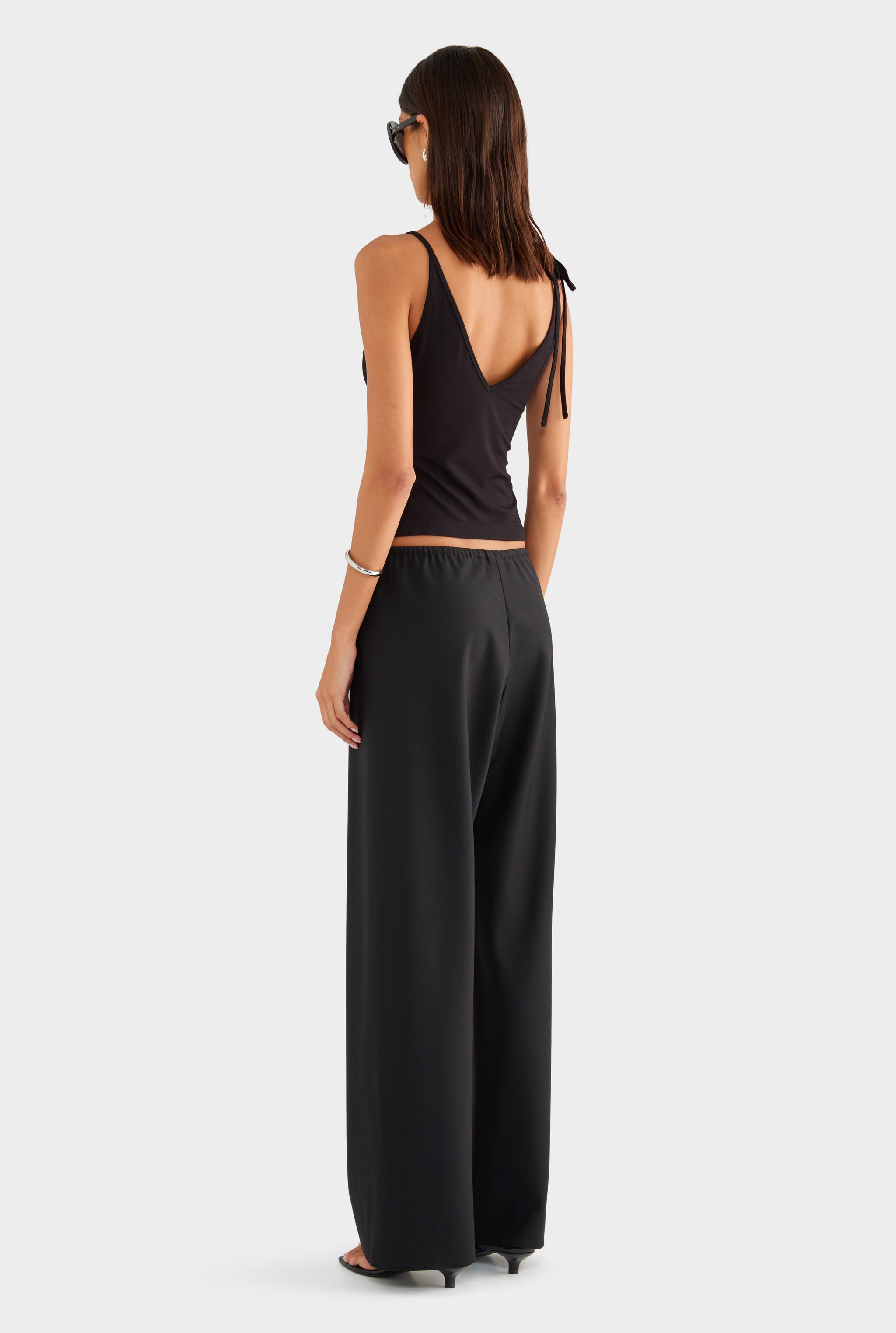 Bias Wool Drawstring Pant - Black - XS