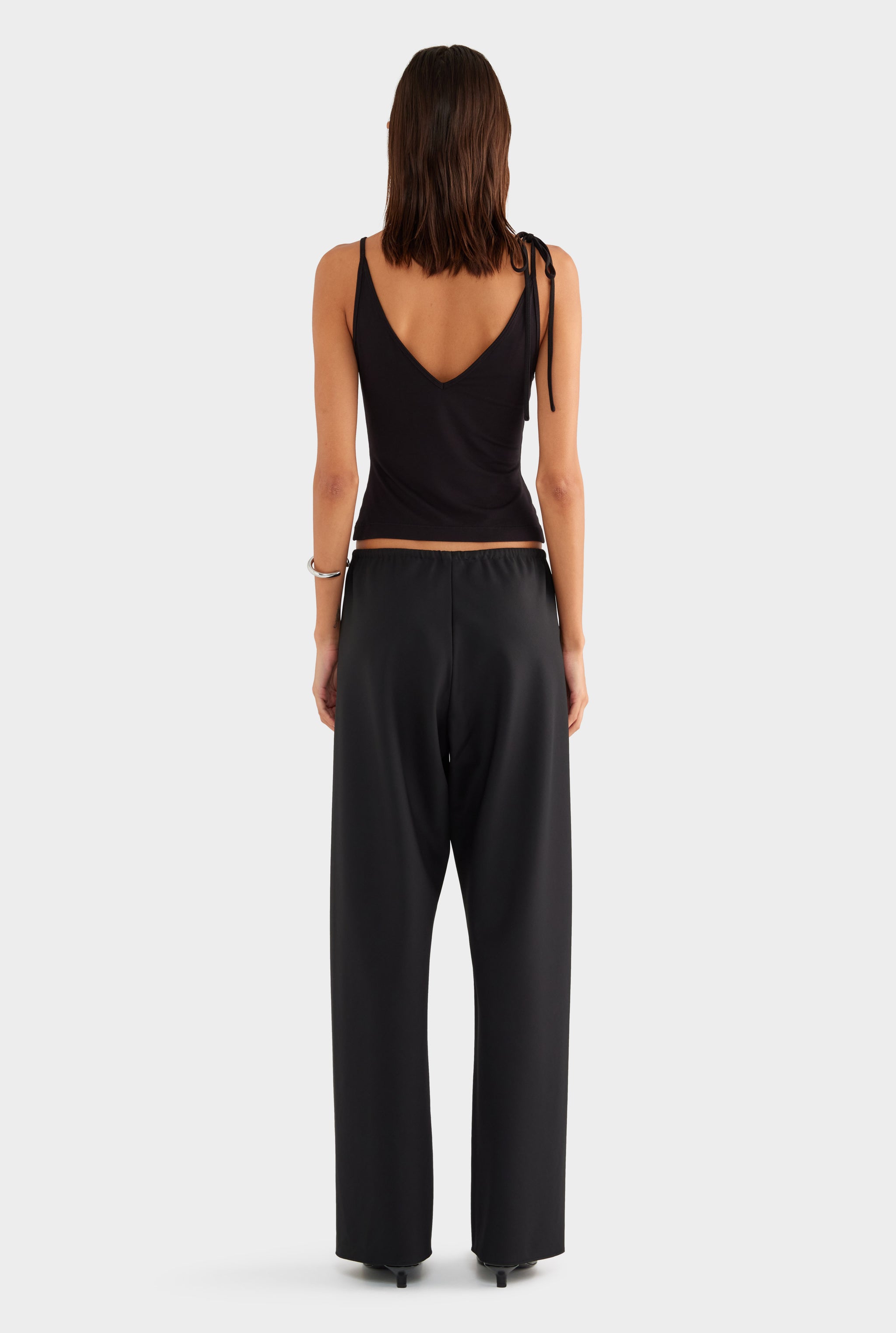 Bias Wool Drawstring Pant - Black - XS
