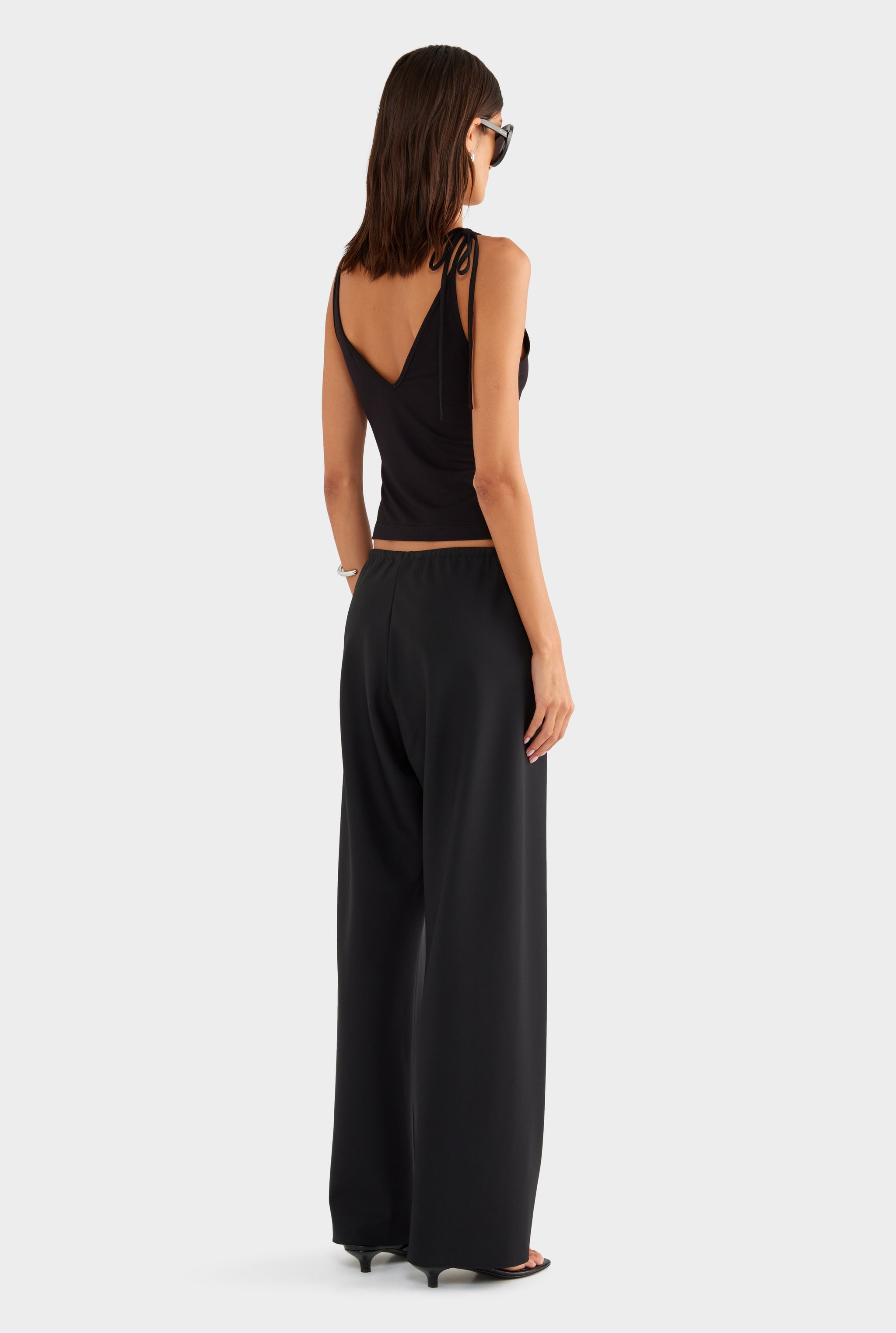 Bias Wool Drawstring Pant - Black - XS