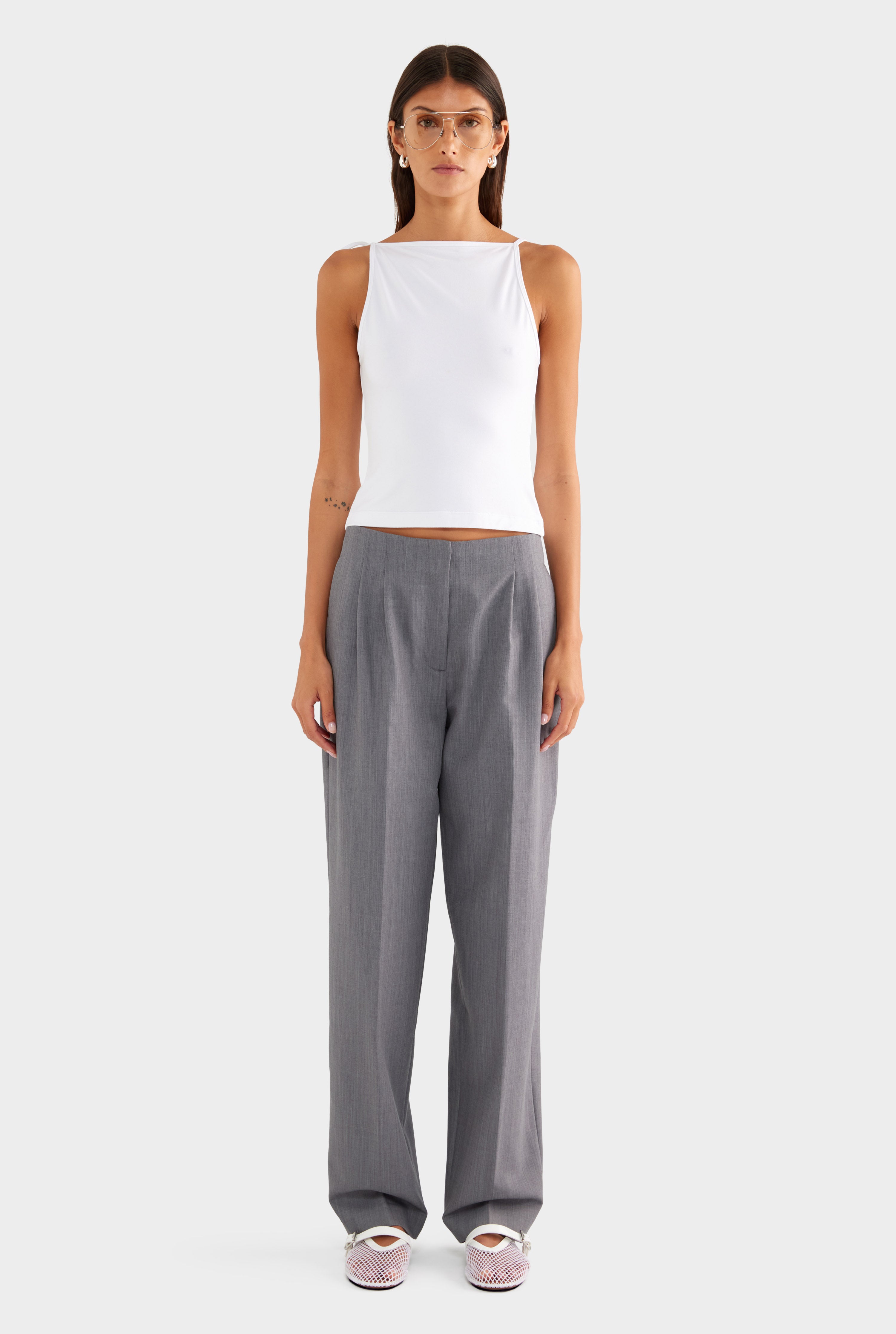 Tailored Pleat Trouser - Charcoal Marl - XS