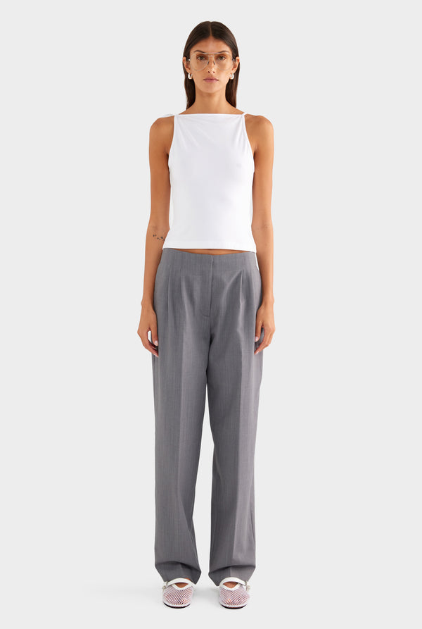 Tailored Pleat Trouser - Charcoal Marl - XS