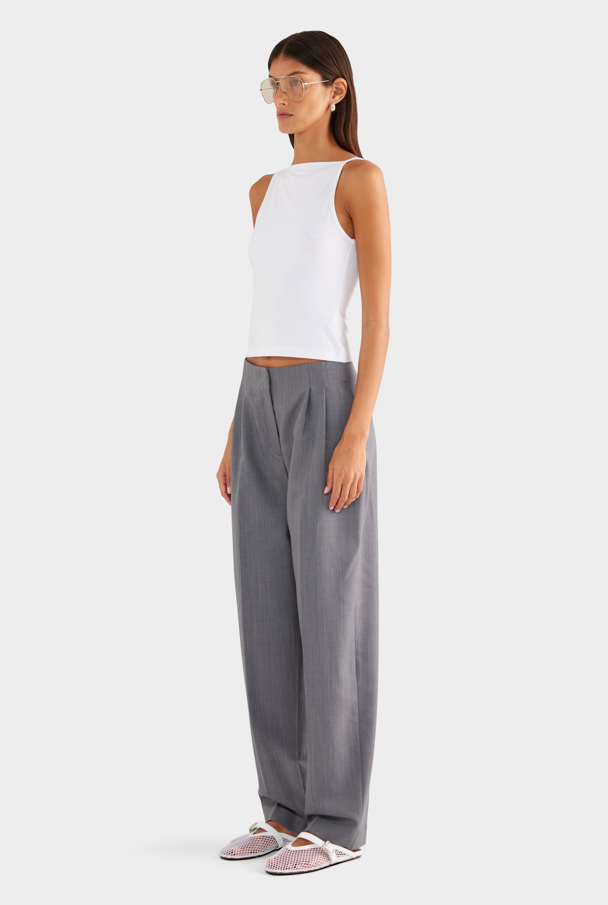 Tailored Pleat Trouser - Charcoal Marl - XS
