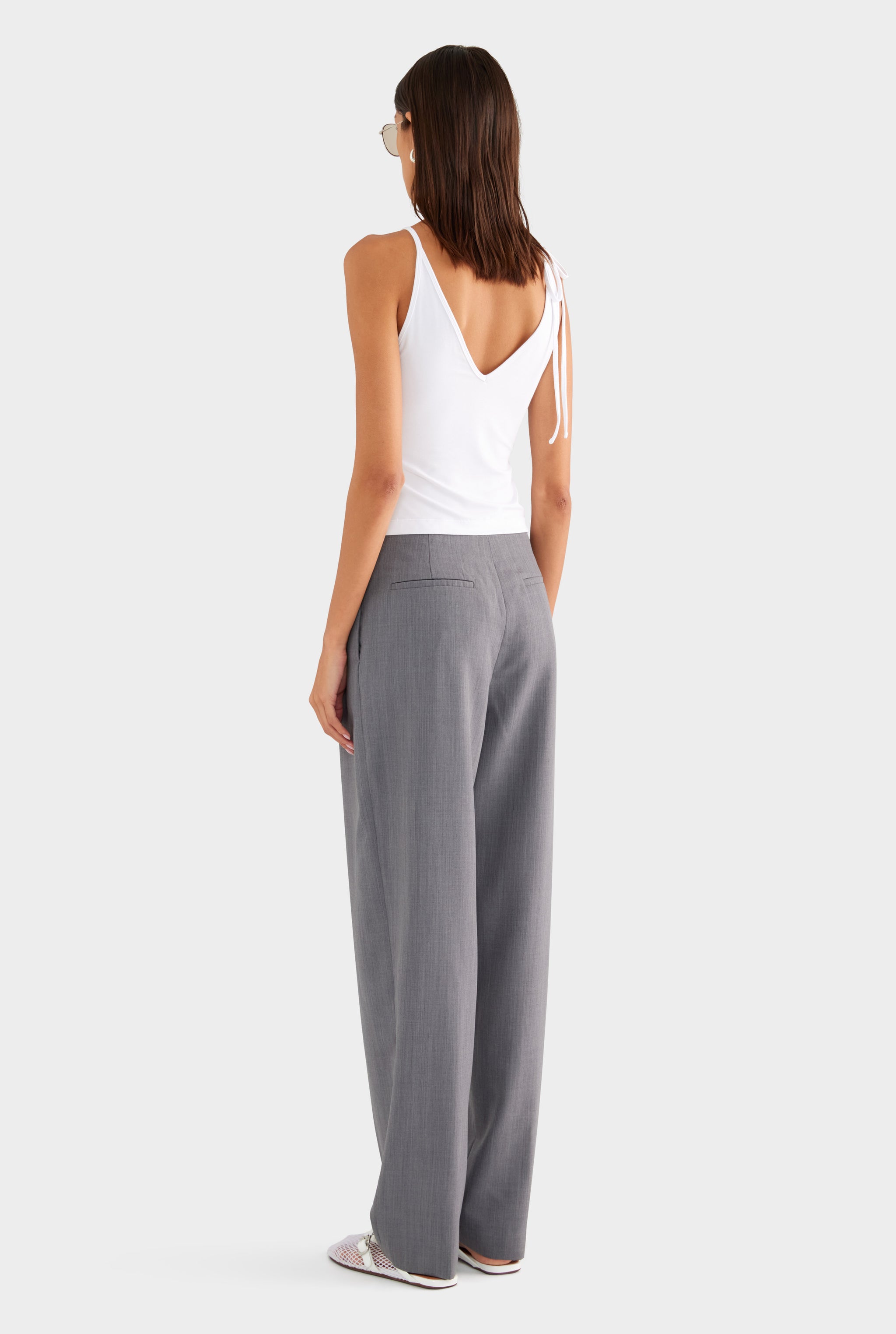 Tailored Pleat Trouser - Charcoal Marl - XS