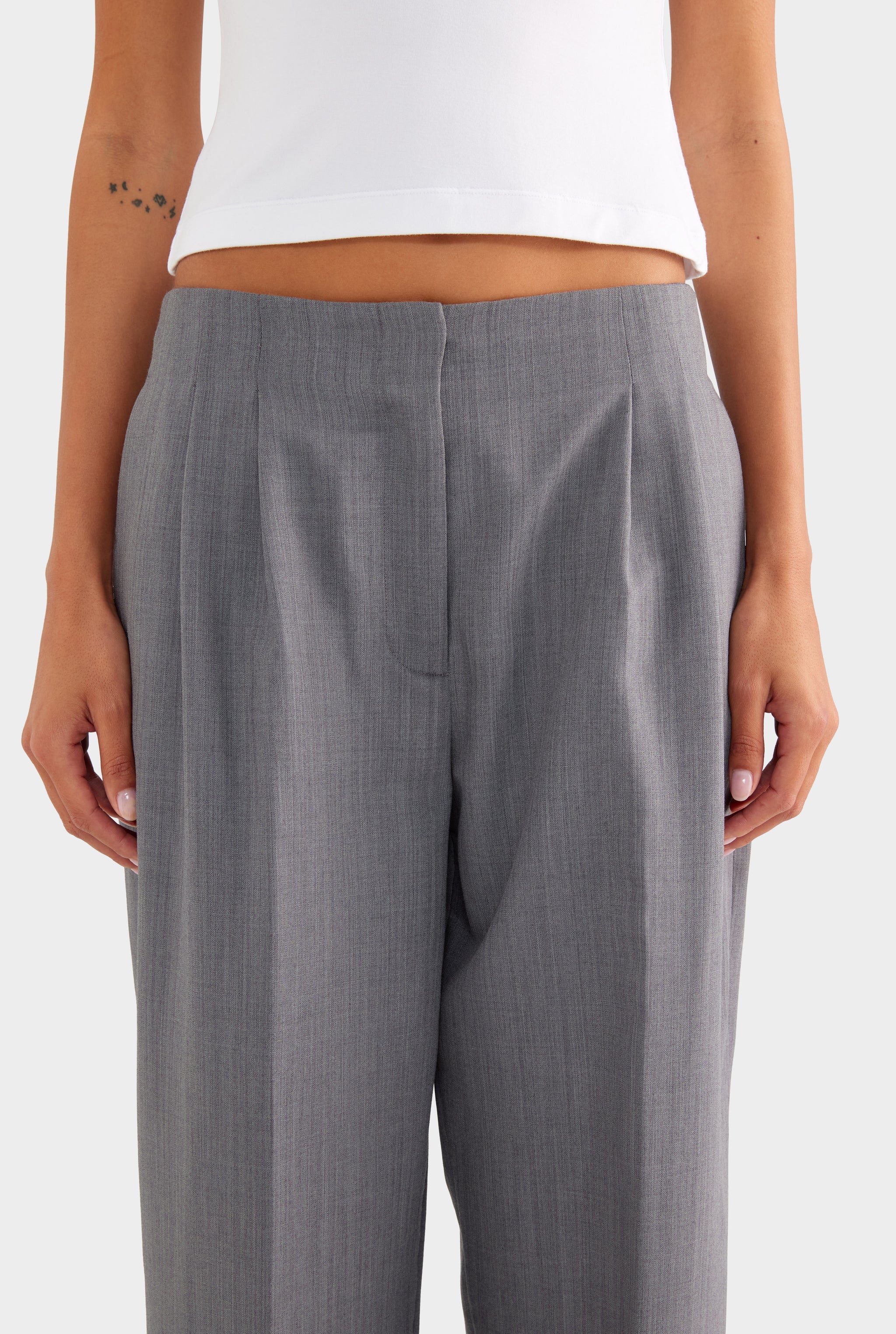 Tailored Pleat Trouser - Charcoal Marl - XS