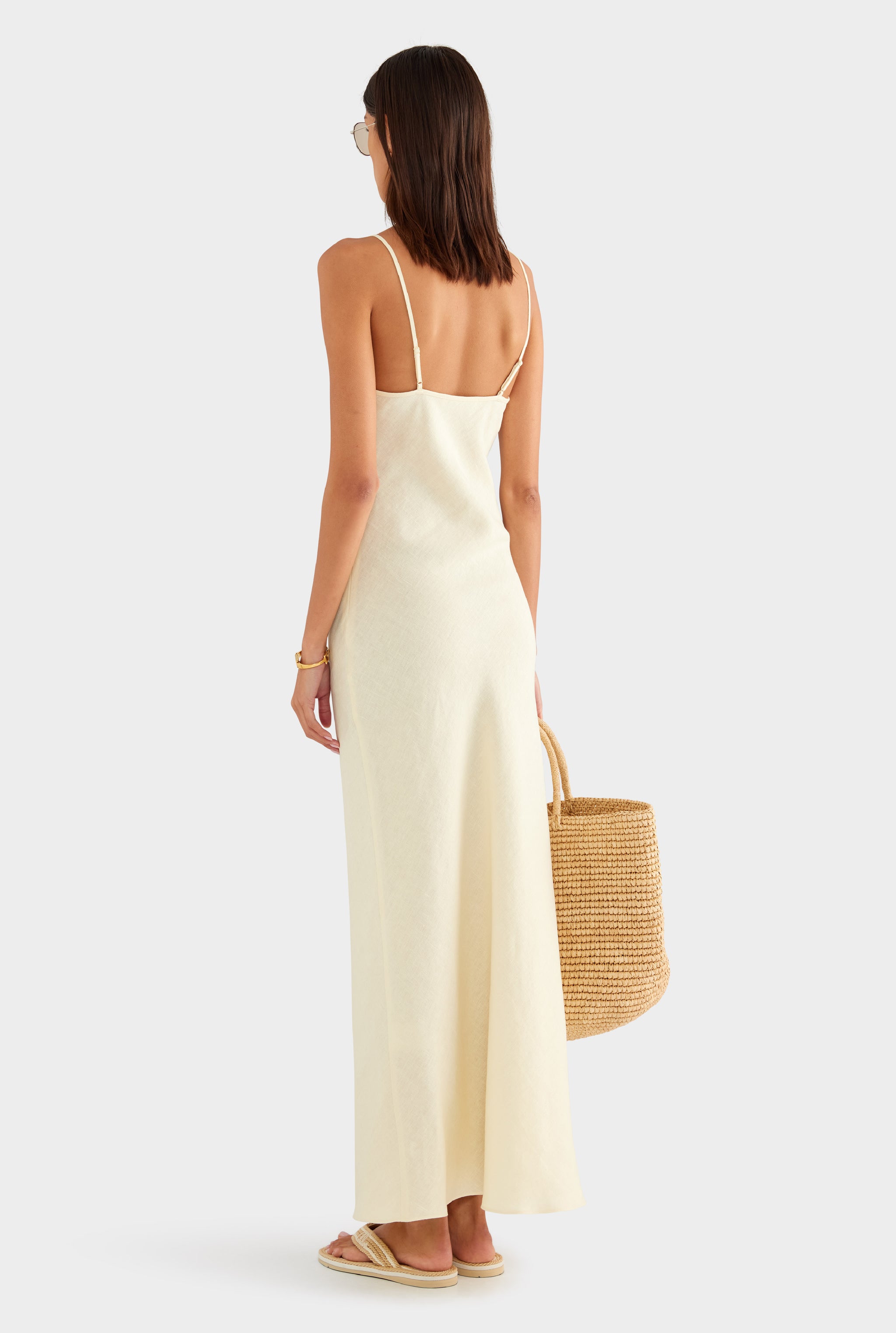 Linen Slip Dress - Buttercream - XS