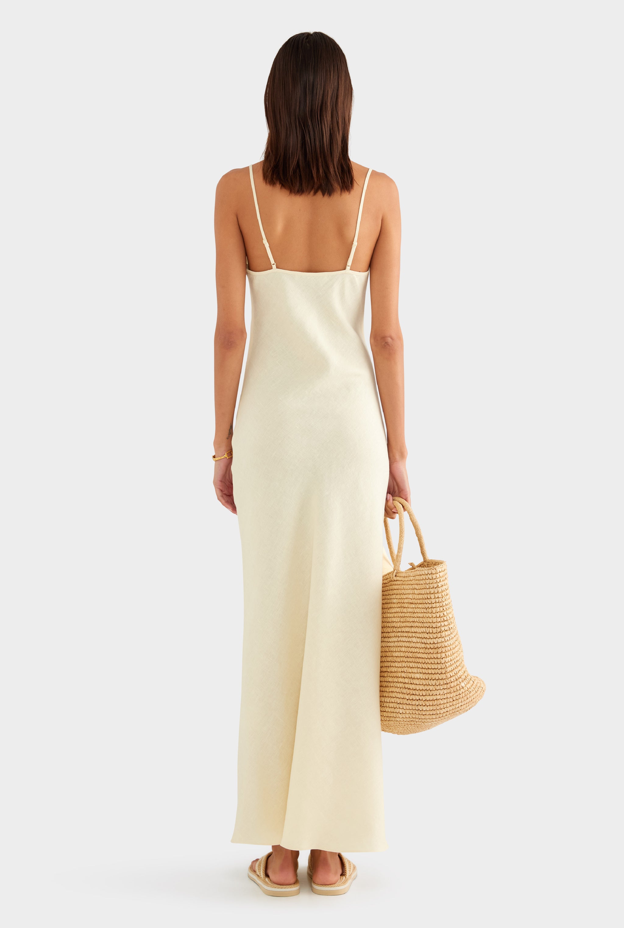 Linen Slip Dress - Buttercream - XS