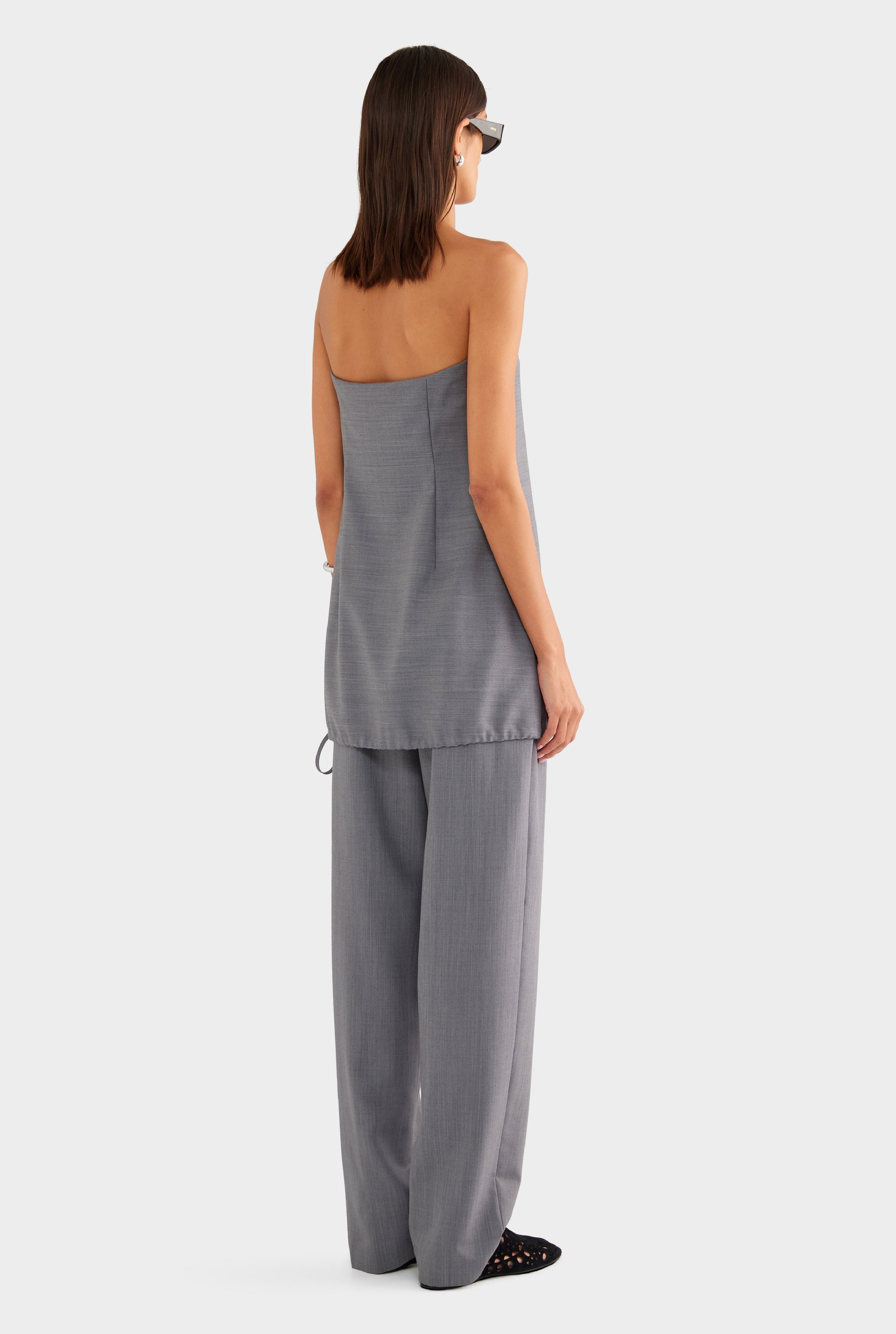 Strapless Wool Mini Dress - Charcoal Marl - XS