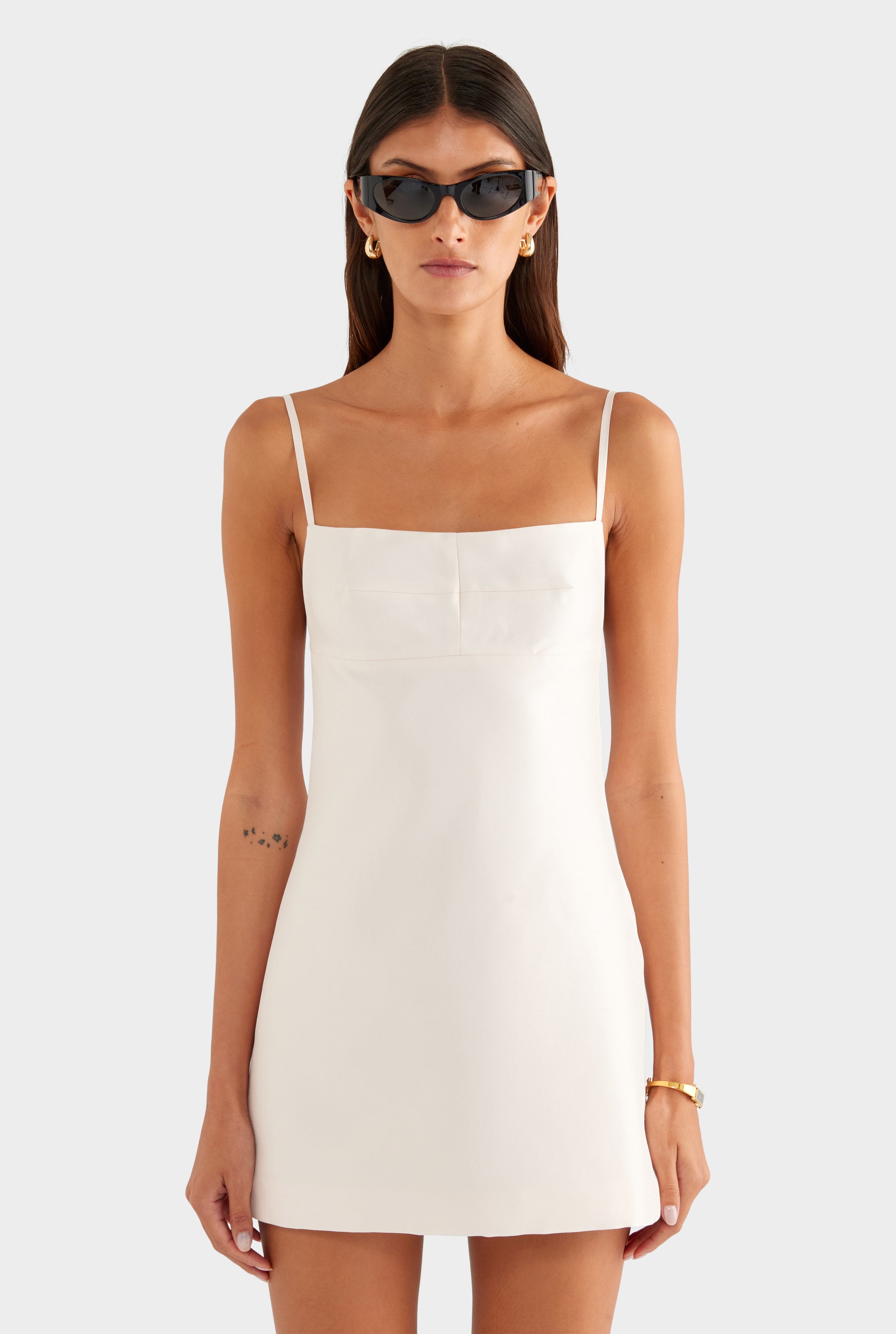 Silk Slub Dupion Mini Dress - Tinted Pink - XS