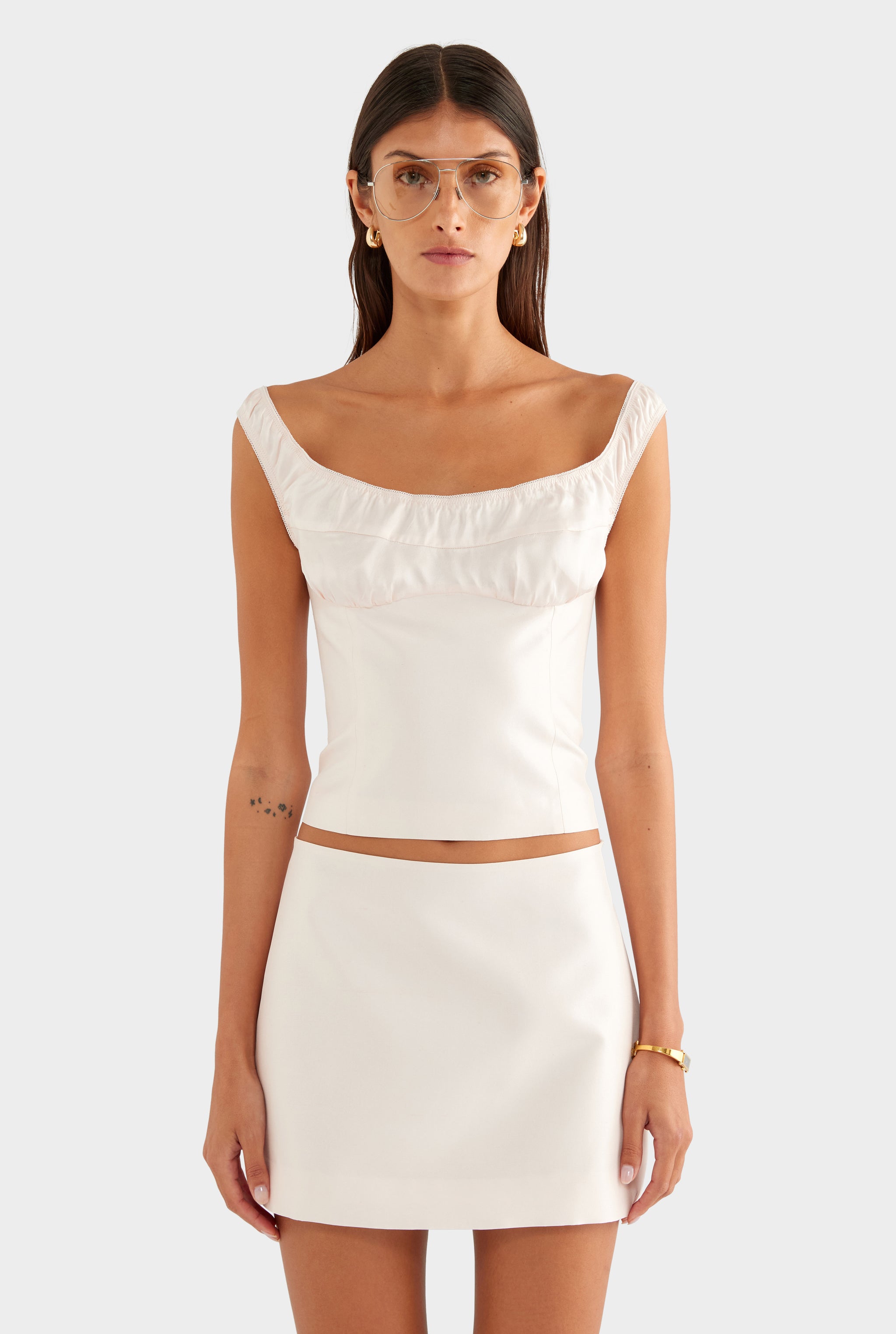 Silk Slub Mini Skirt - Tinted Pink - XS