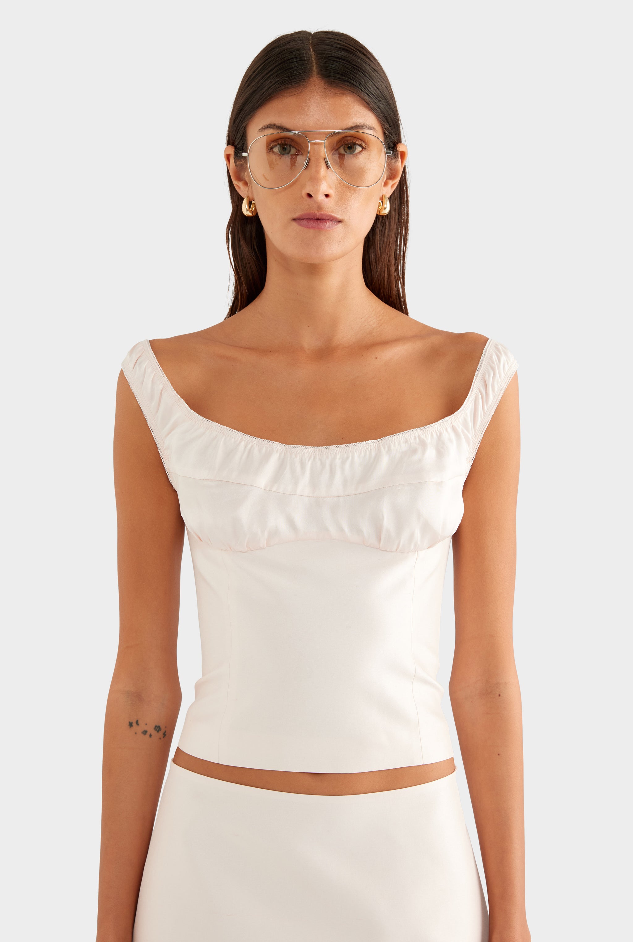 Silk Slub Dupion Bodice - Tinted Pink