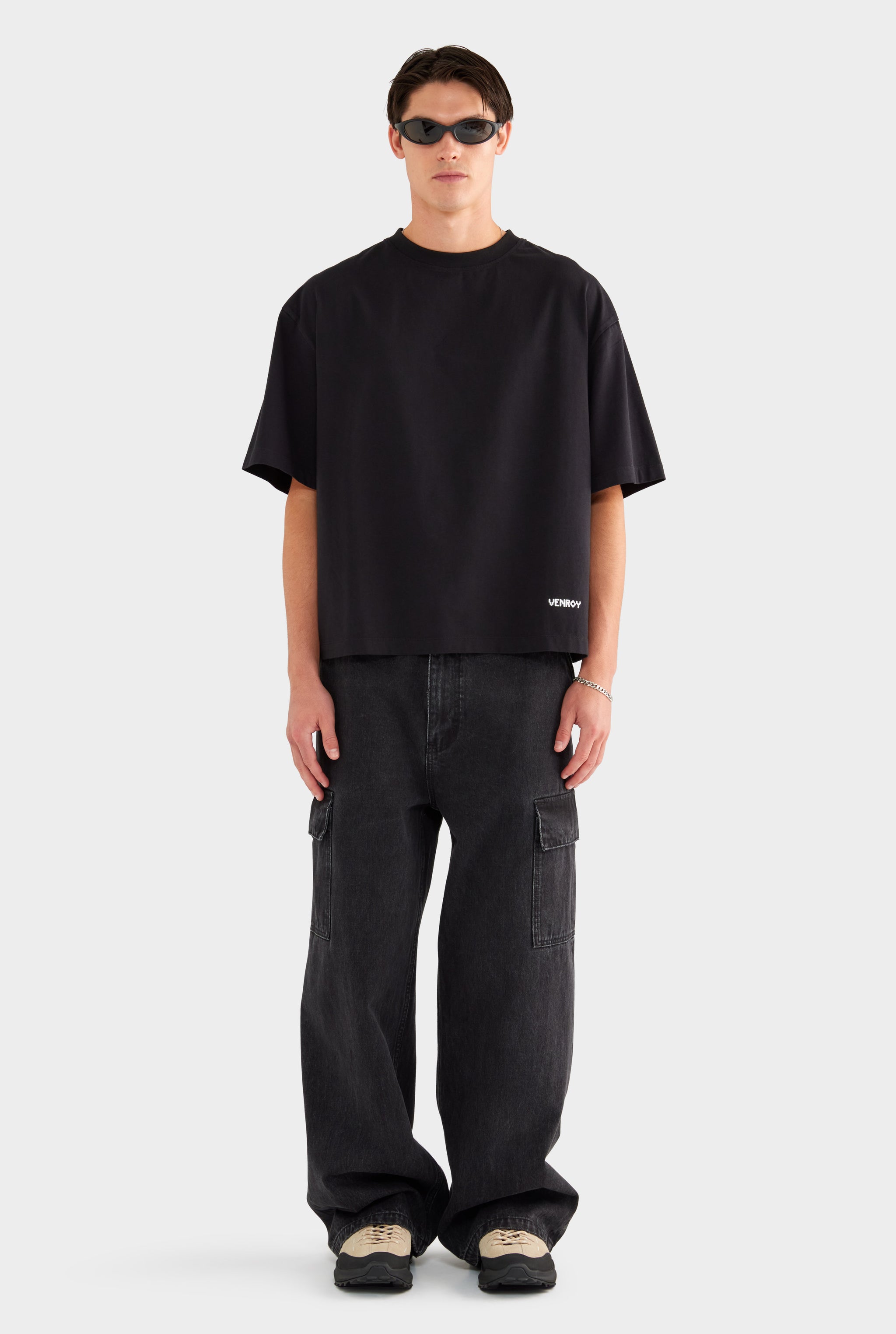 Baggy Denim Cargo - Washed Black - 100% Cotton / Washed Black / 28