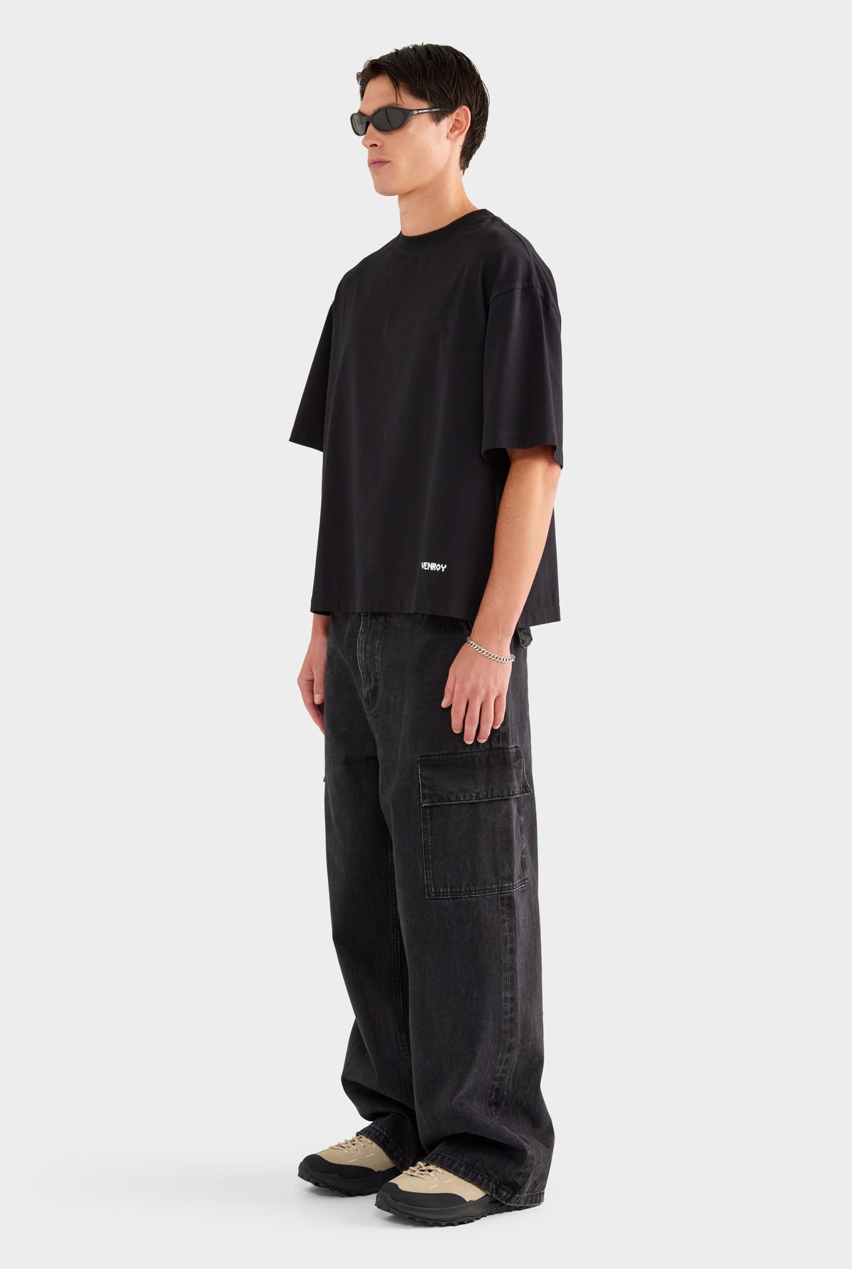 Baggy Denim Cargo - Washed Black - 100% Cotton / Washed Black / 28