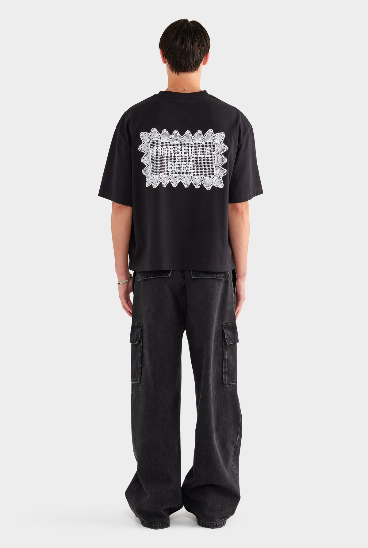 Supersized T Shirt - Black/Marseille Doily - 100% Cotton / Black/Marseille Doily / XS