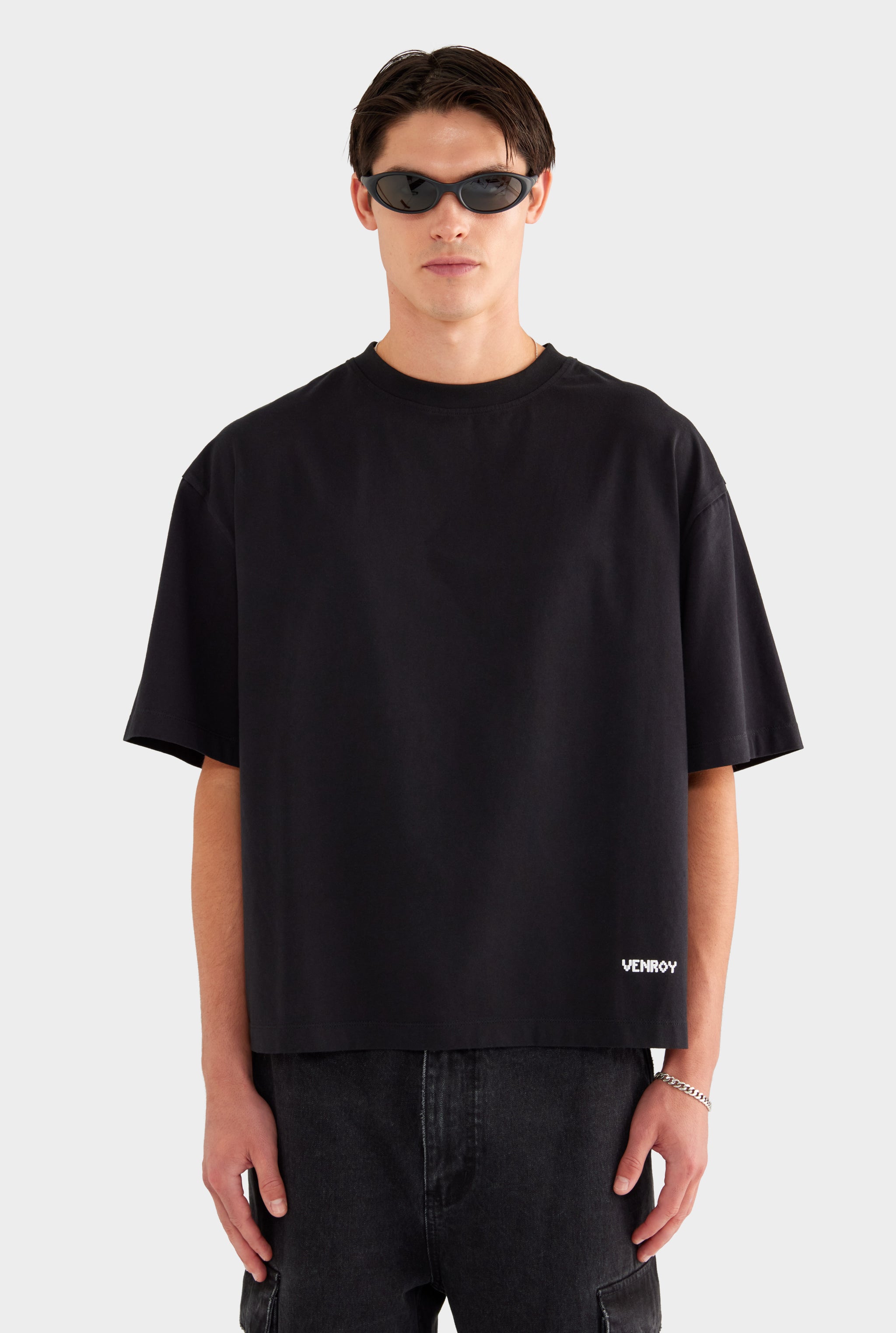 Supersized T Shirt - Black/Marseille Doily - 100% Cotton / Black/Marseille Doily / XS