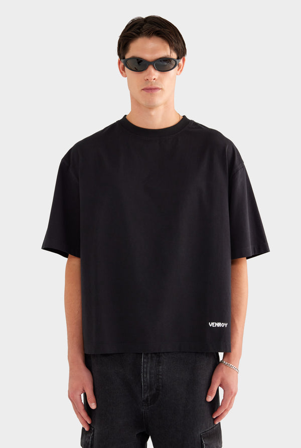 Supersized T Shirt - Black/Marseille Doily - 100% Cotton / Black/Marseille Doily / XS