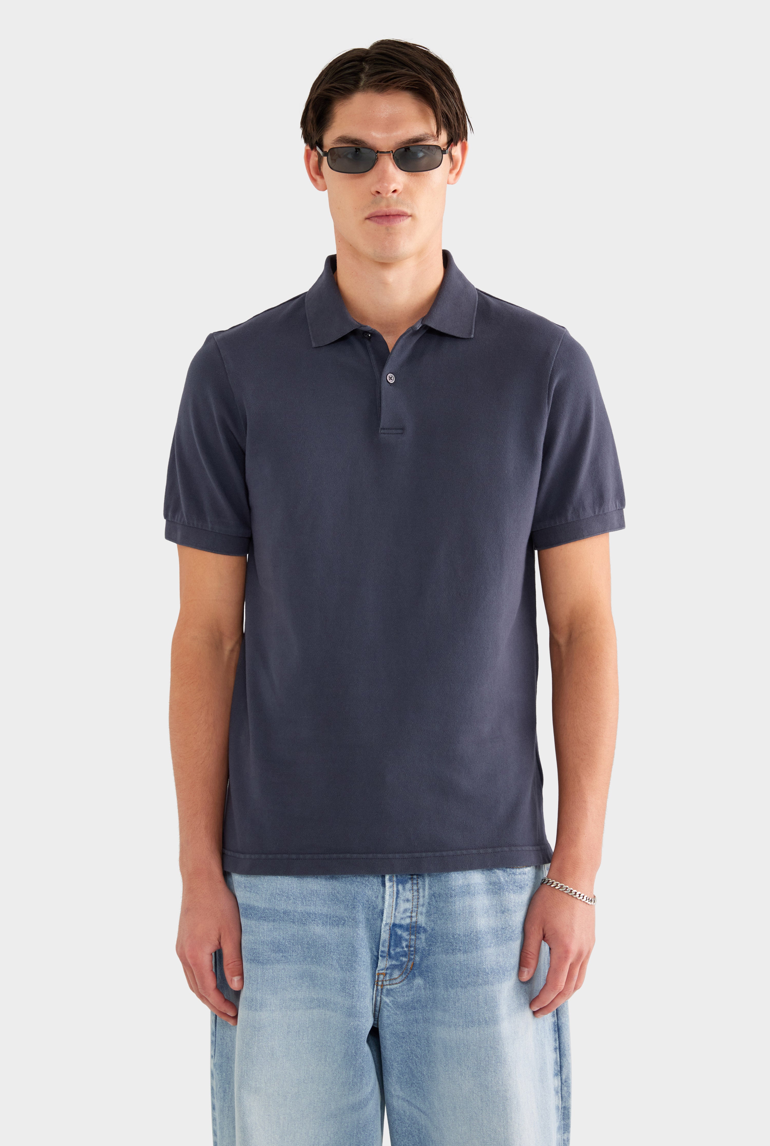 Pigment Dyed Pique Polo - Navy - 100% Cotton / Navy / XS