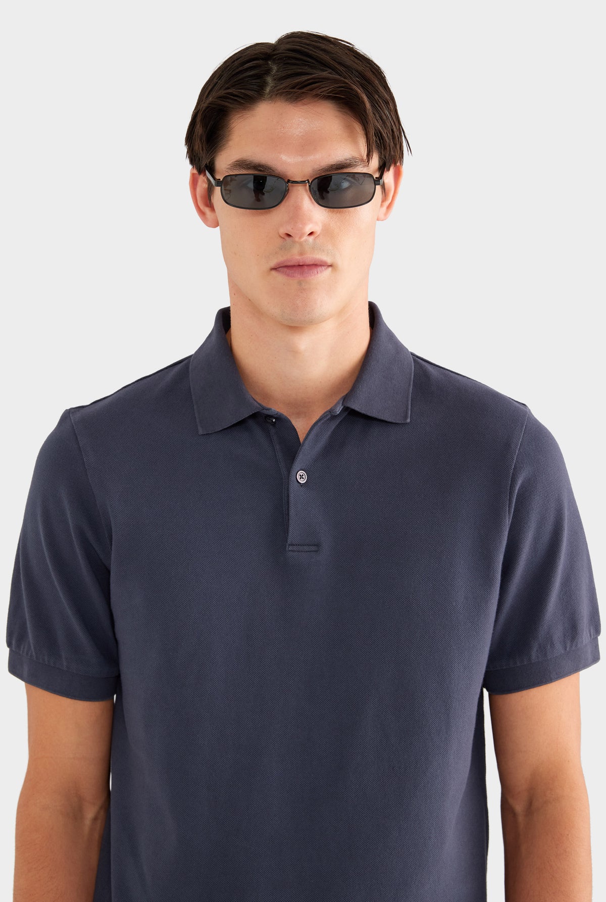 Pigment Dyed Pique Polo - Navy - 100% Cotton / Navy / XS