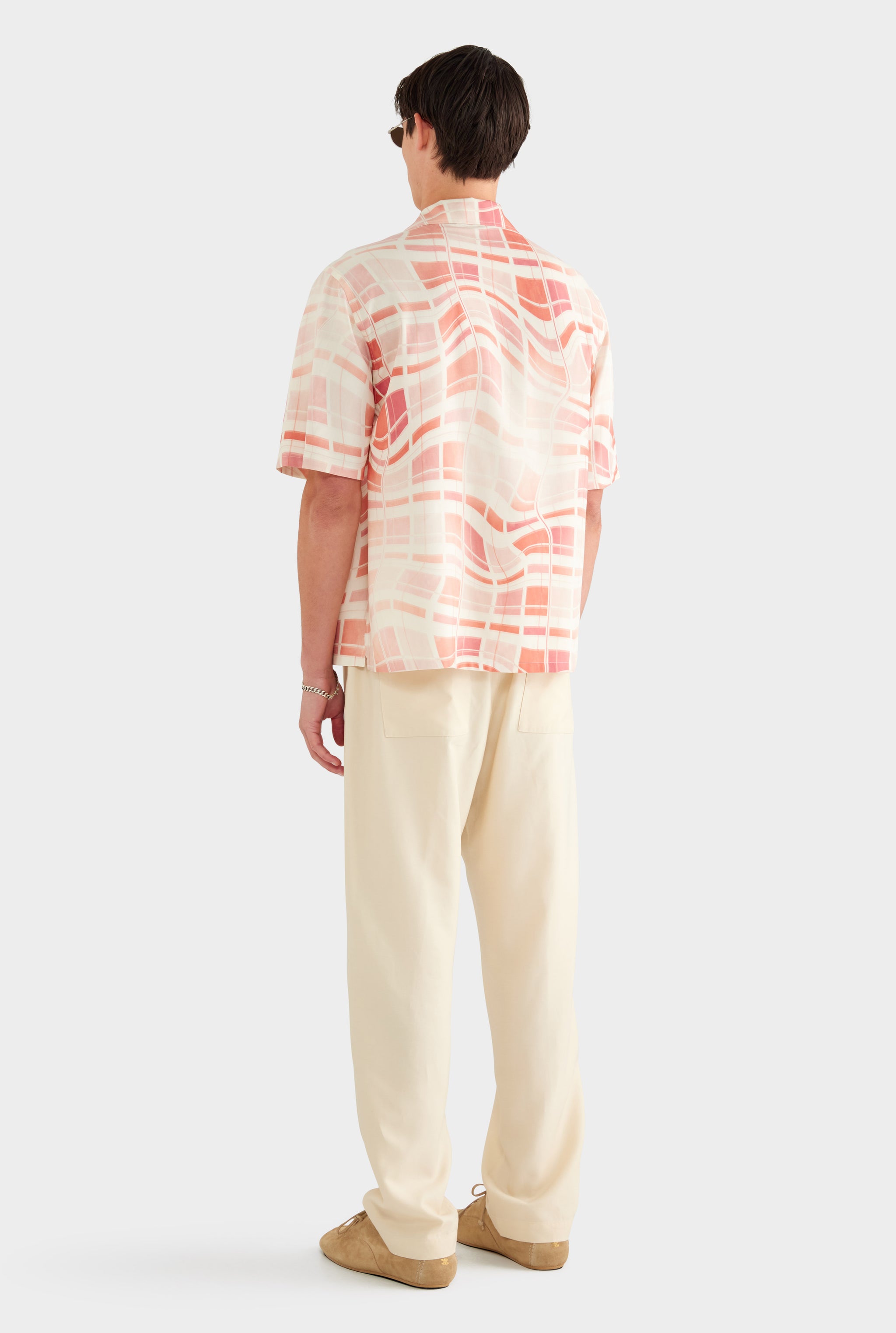 Fuji Silk Camp Collar Shirt - Warped Check - 100% Silk / Warped Check / XS