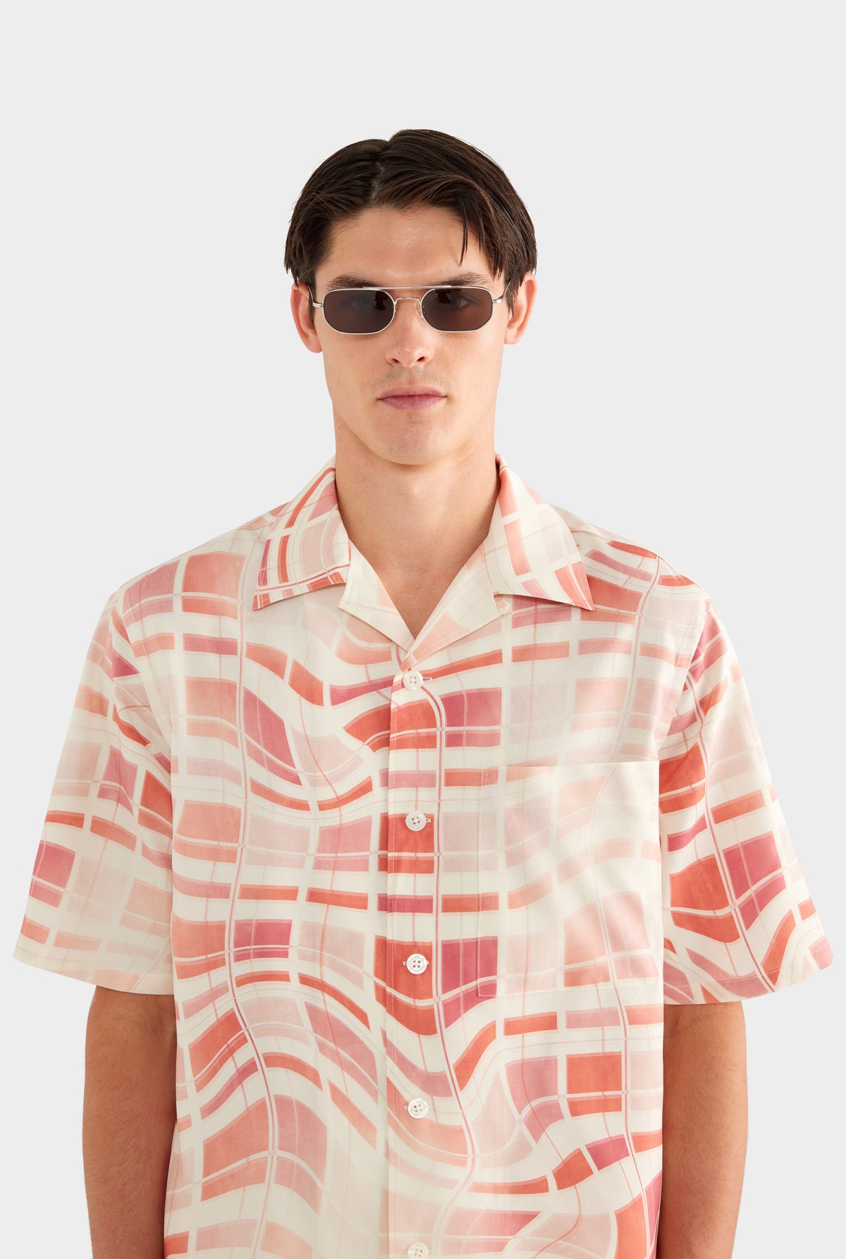 Fuji Silk Camp Collar Shirt - Warped Check - 100% Silk / Warped Check / XS
