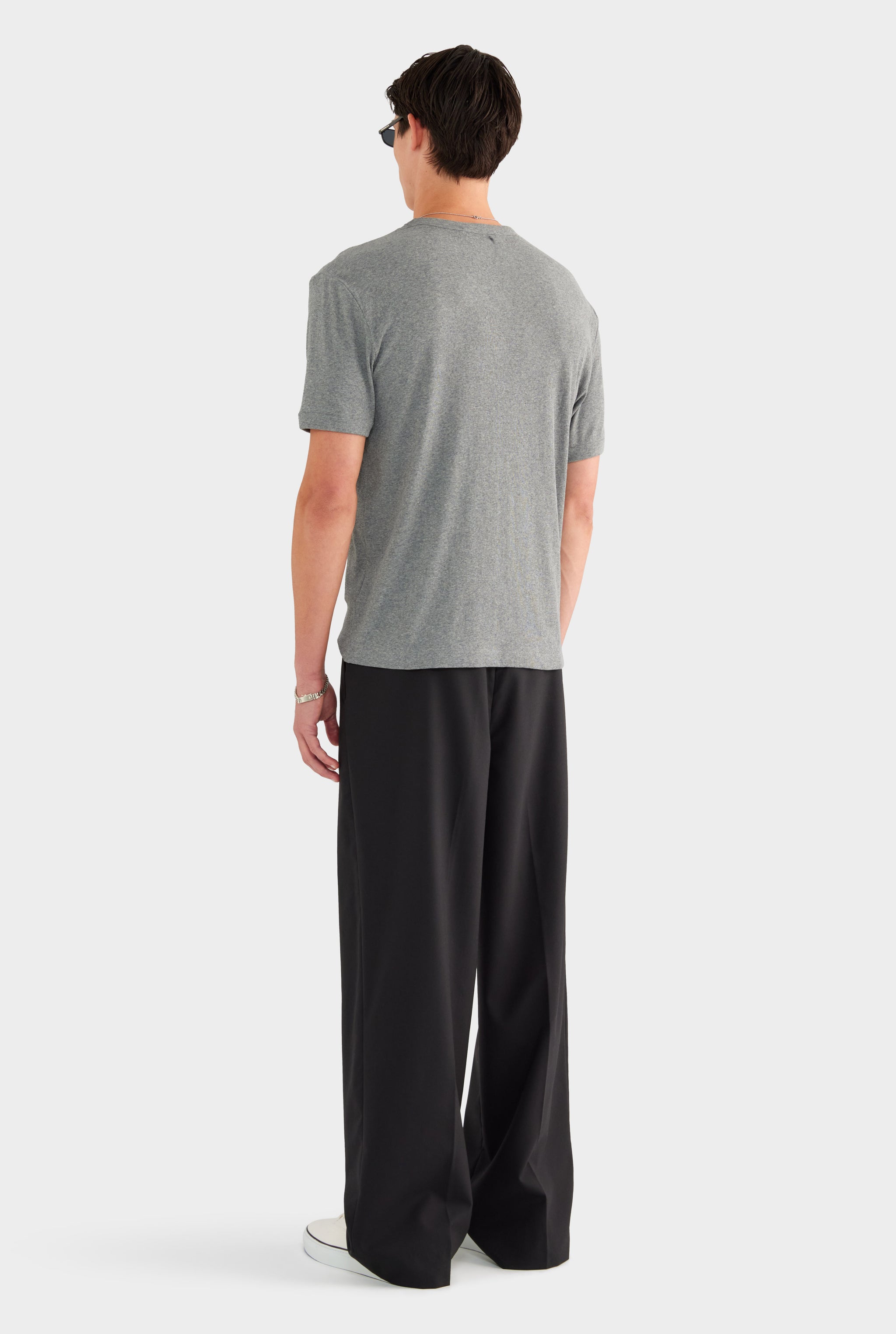 Rib Ringer T Shirt - Grey Marl - 94% Cotton 6% Spandex / Grey Marl / XS