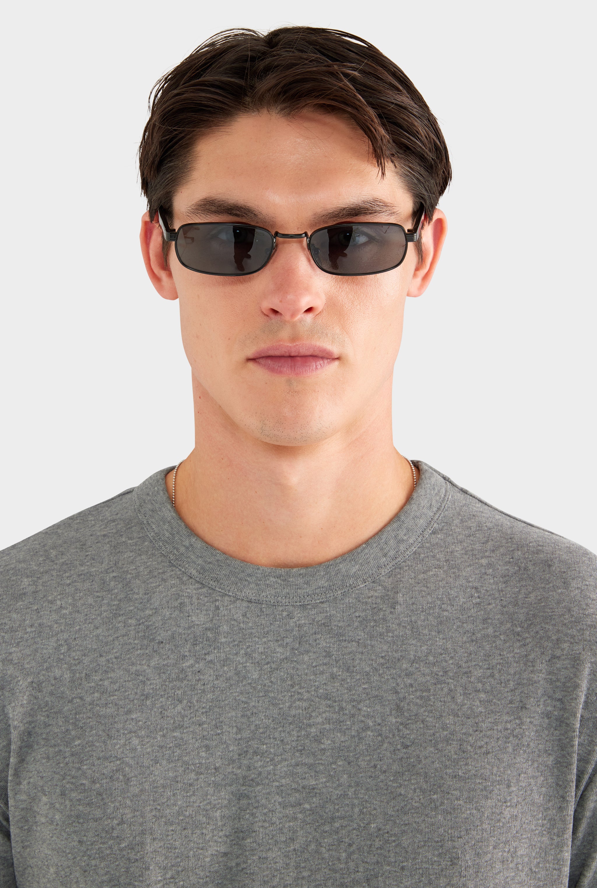 Rib Ringer T Shirt - Grey Marl - 94% Cotton 6% Spandex / Grey Marl / XS