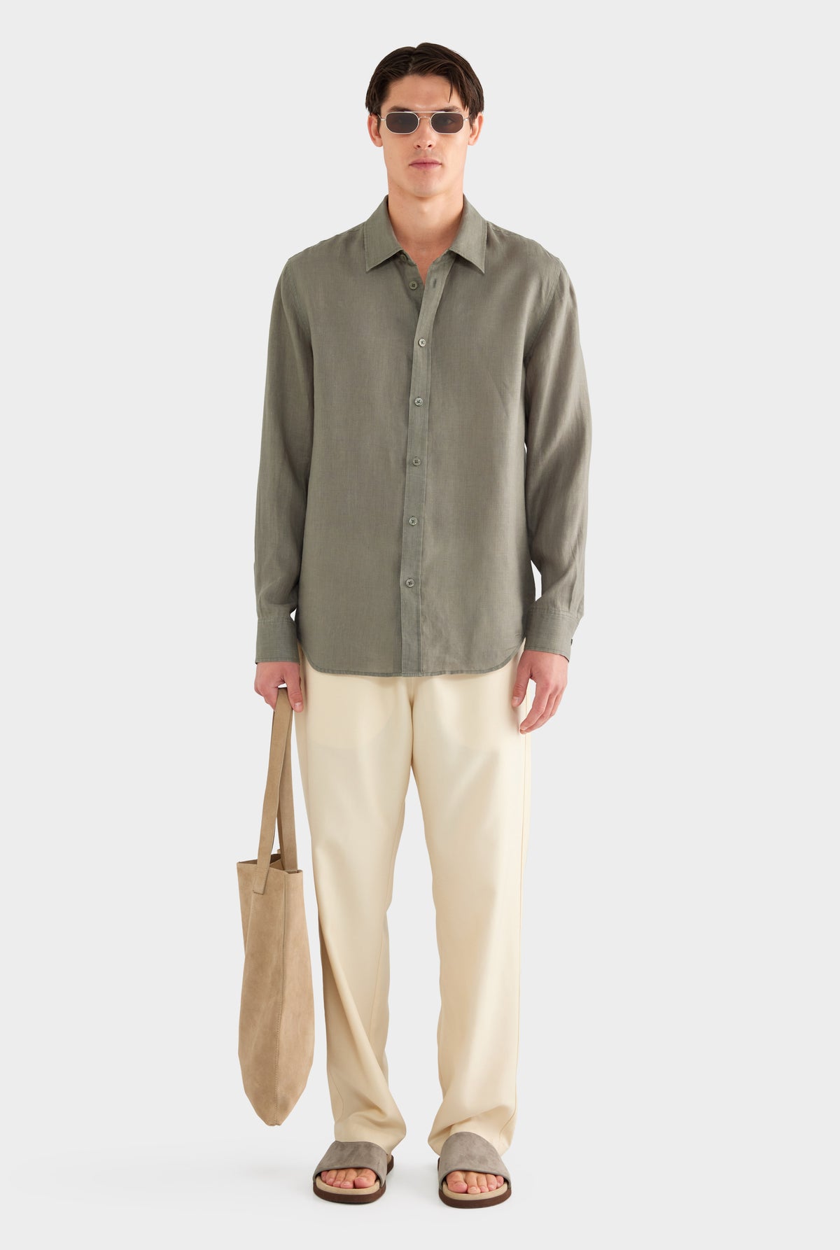 Classic Linen Shirt - Slate Olive - 100% Linen / Slate Olive / XS