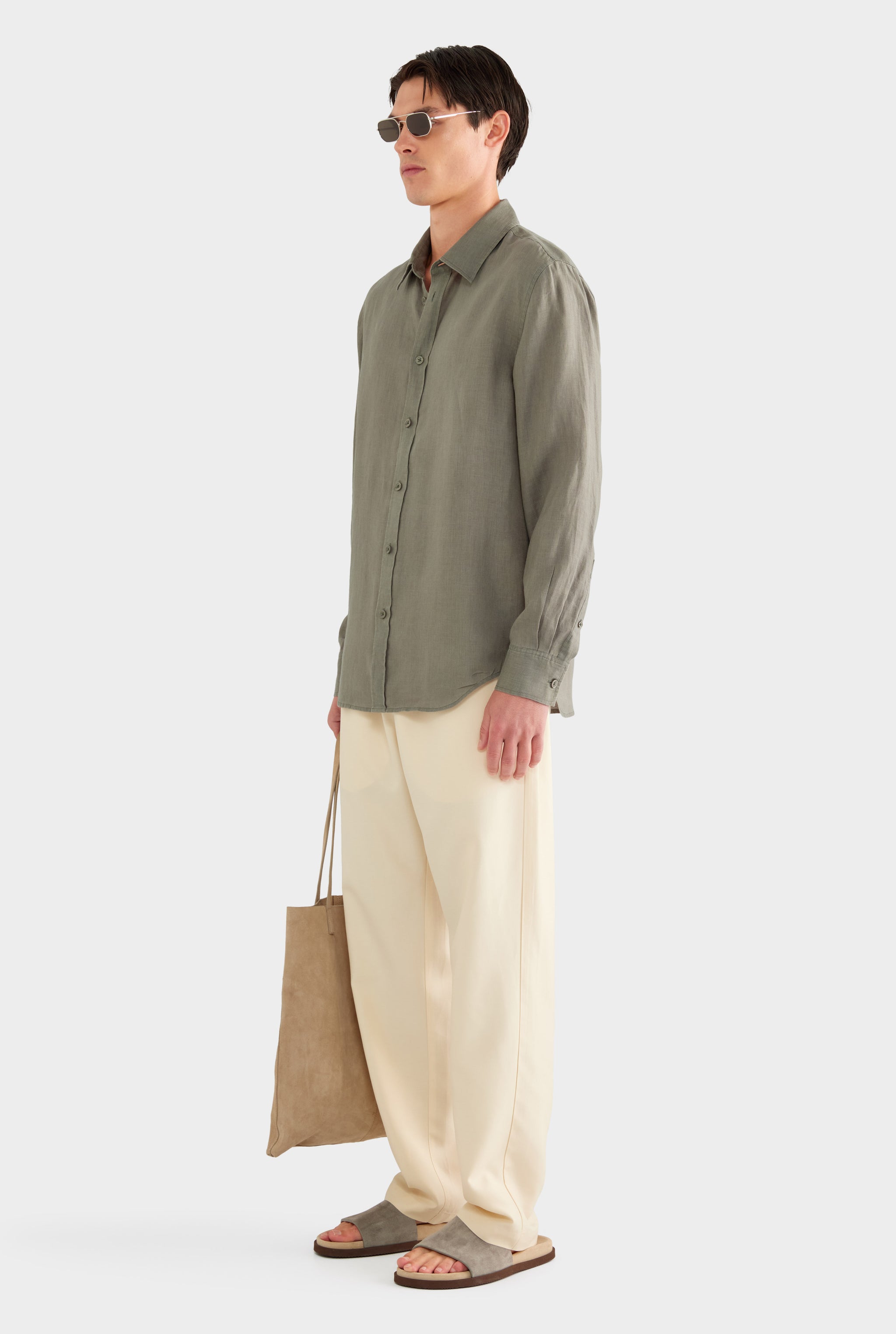 Classic Linen Shirt - Slate Olive - 100% Linen / Slate Olive / XS